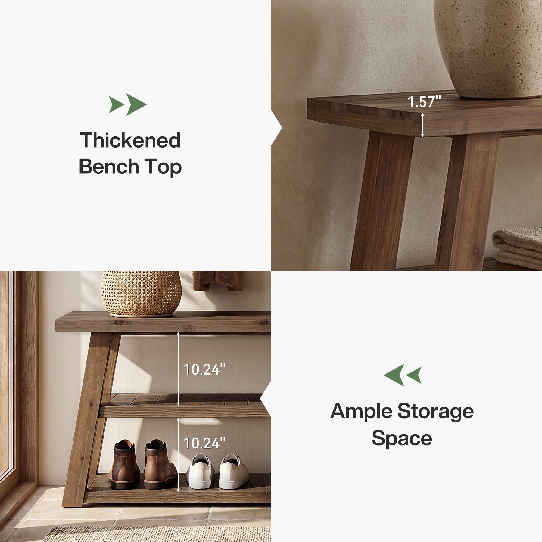 Tribesigns 62.99 Inch Solid Wood Console Table with 3-Tier Shelves, Farmhouse Hallway Table