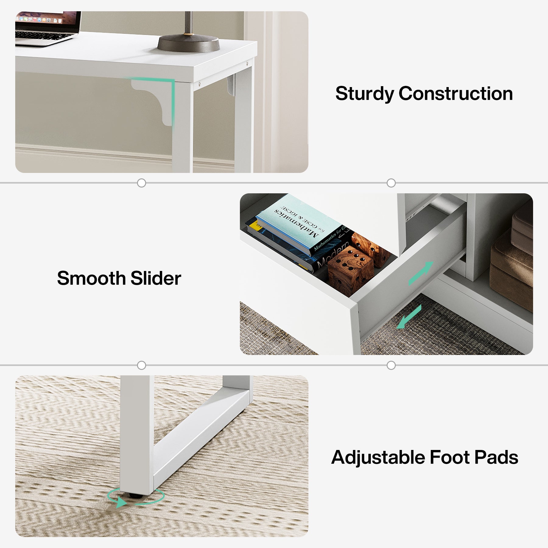 Tribesigns Reversible L-Shaped Computer Desk with Drawers and Shelves, White Corner Office Desk for Home Office and Bedroom