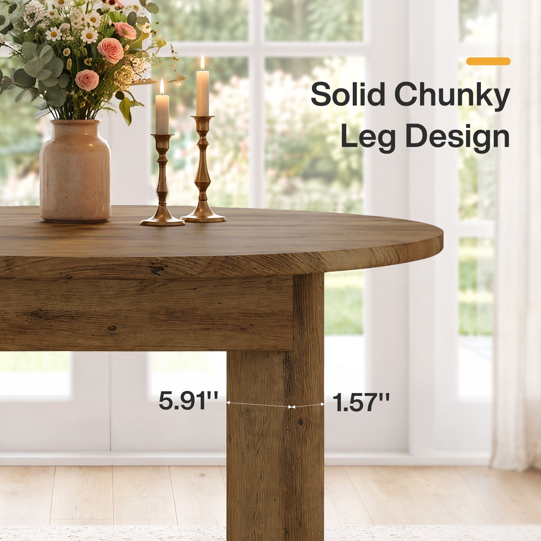 Tribesigns 39-Inch Round Dining Table for 4, Farmhouse Kitchen Table with Rounded Edge Design