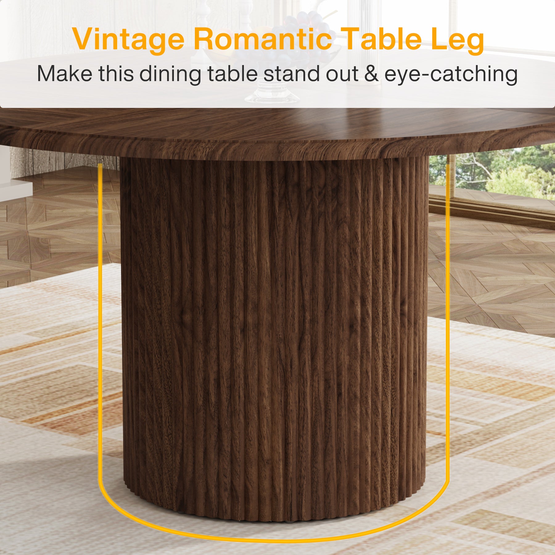 Modern Round Dining Table, 47-Inch 4-Seater with Metal Base