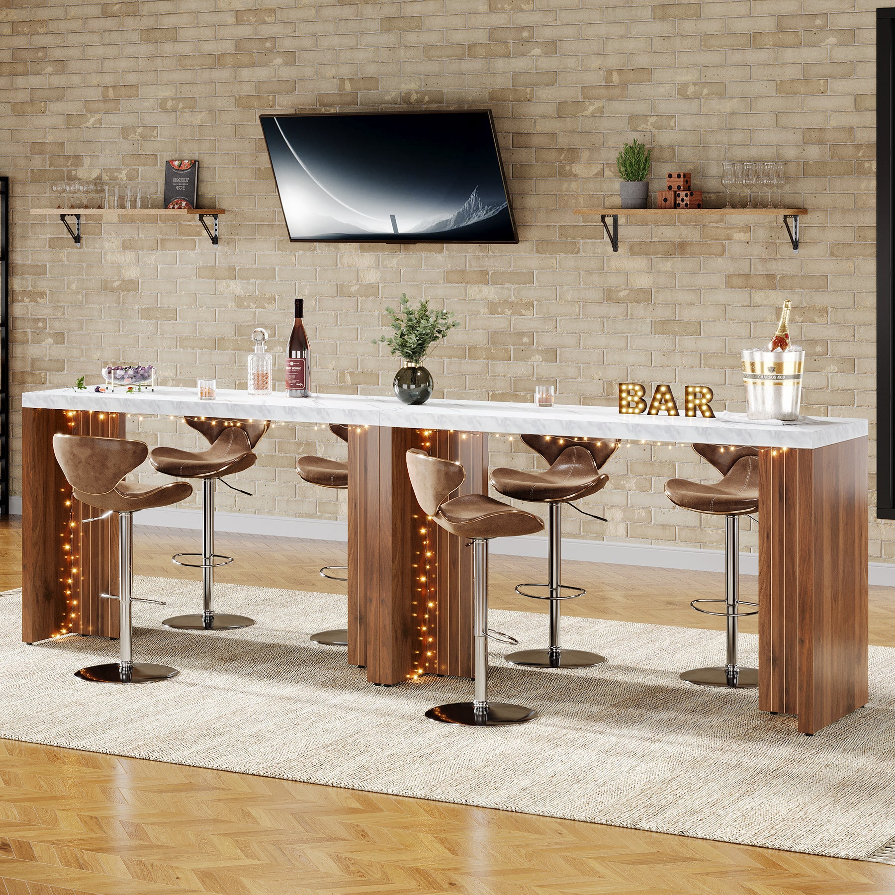 Tribesigns 55.12-Inch Bar Table with Faux Marble Top, Counter Height Pub Table for Kitchen