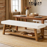 55-Inch Upholstered Dining Bench with Cushion and Storage Shelf 3