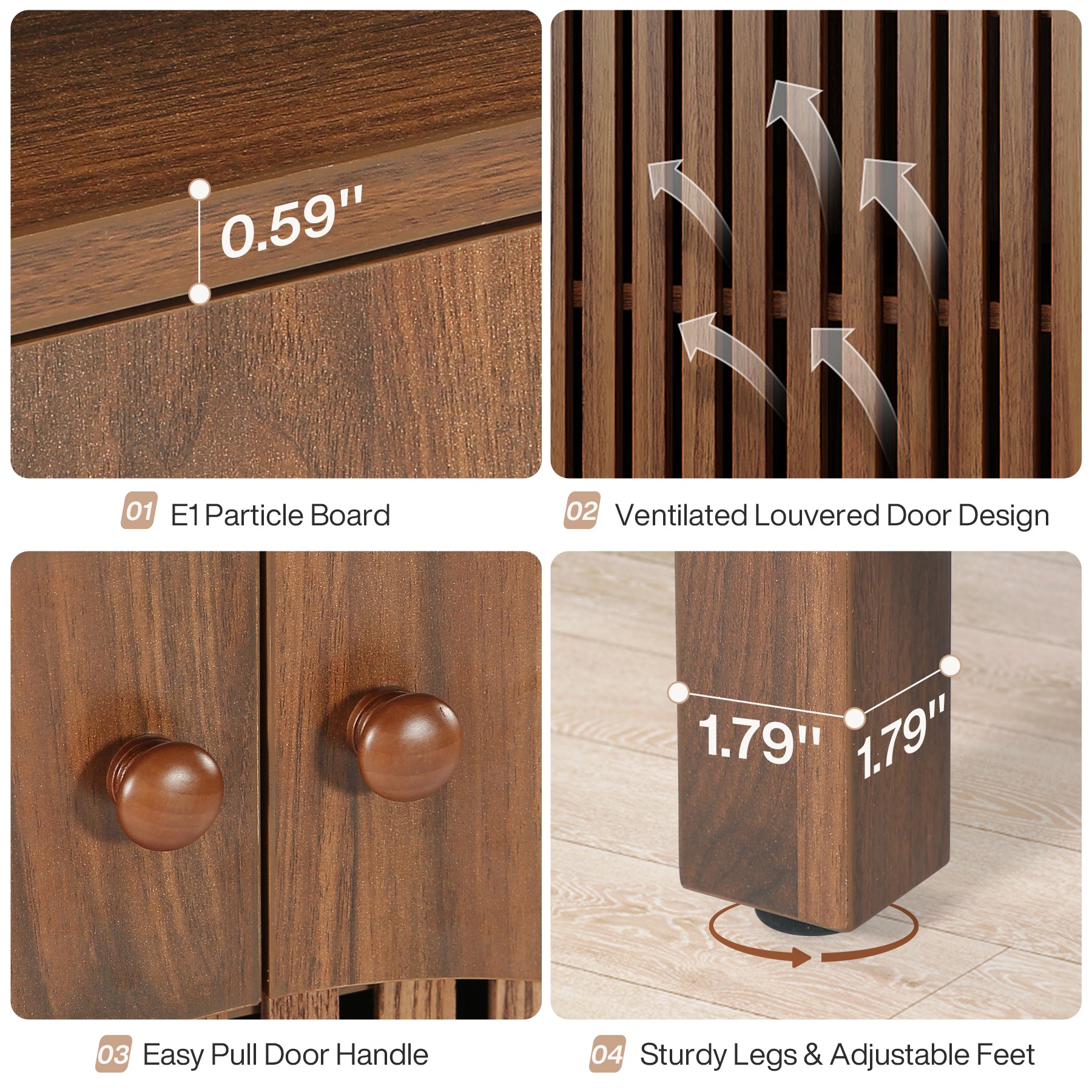 Tribesigns 28.74-Inch Farmhouse Sideboard Cabinet, Wooden Buffet Cabinet with Round Louvered Doors for Kitchen