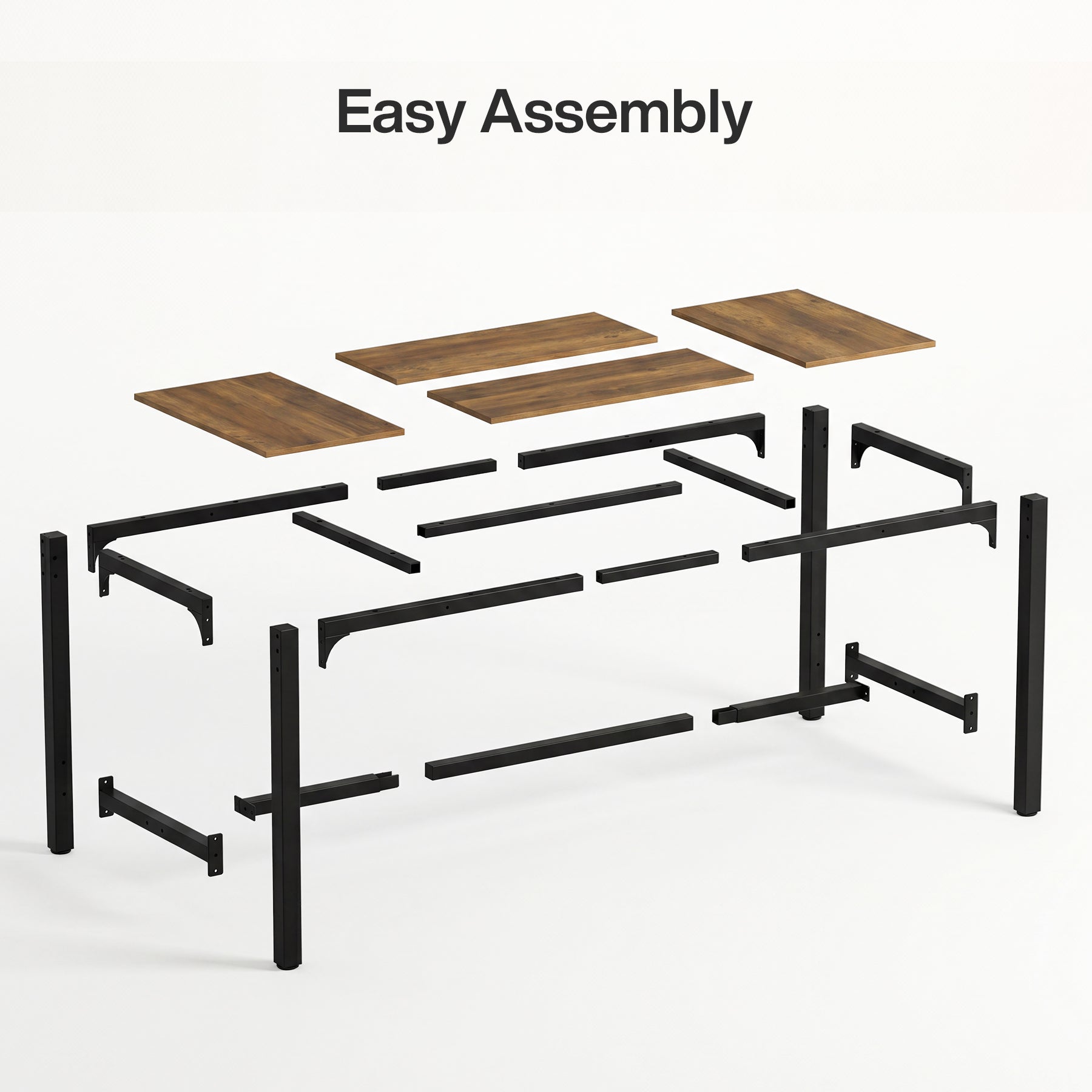 70.9 Inch Industrial Bar Table with Metal Footrest, Counter Height Pub Table for Dining Room and Home Bar