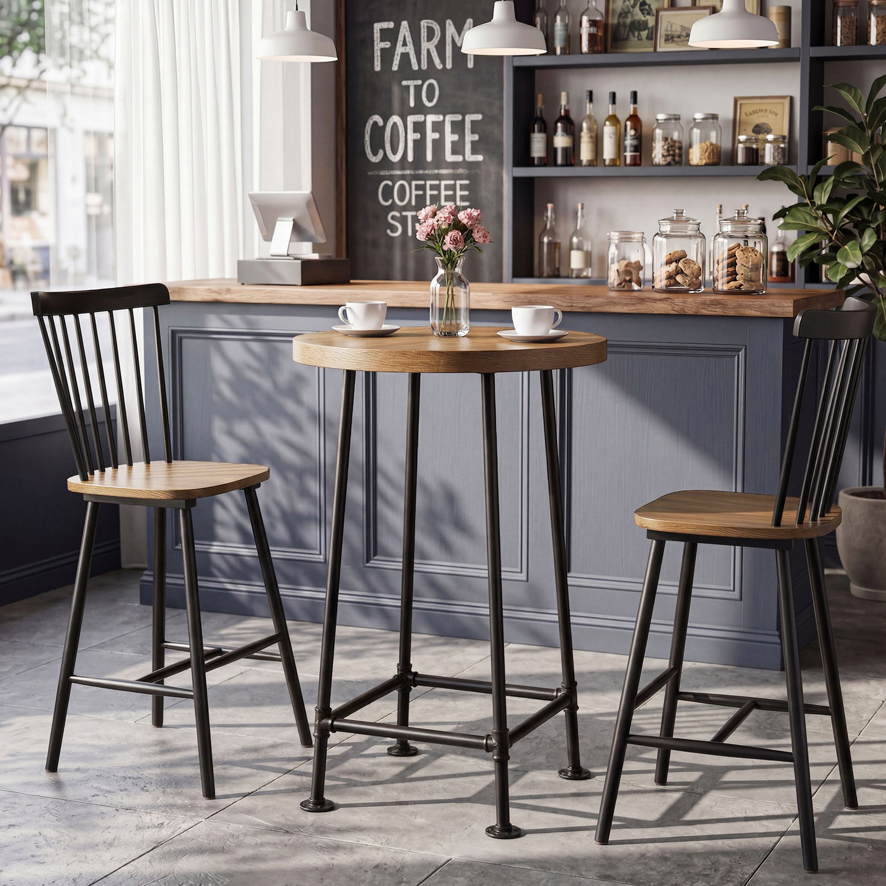 Tribesigns 37.4-Inch Round Bar Table, High Top Pub Table for Small Spaces