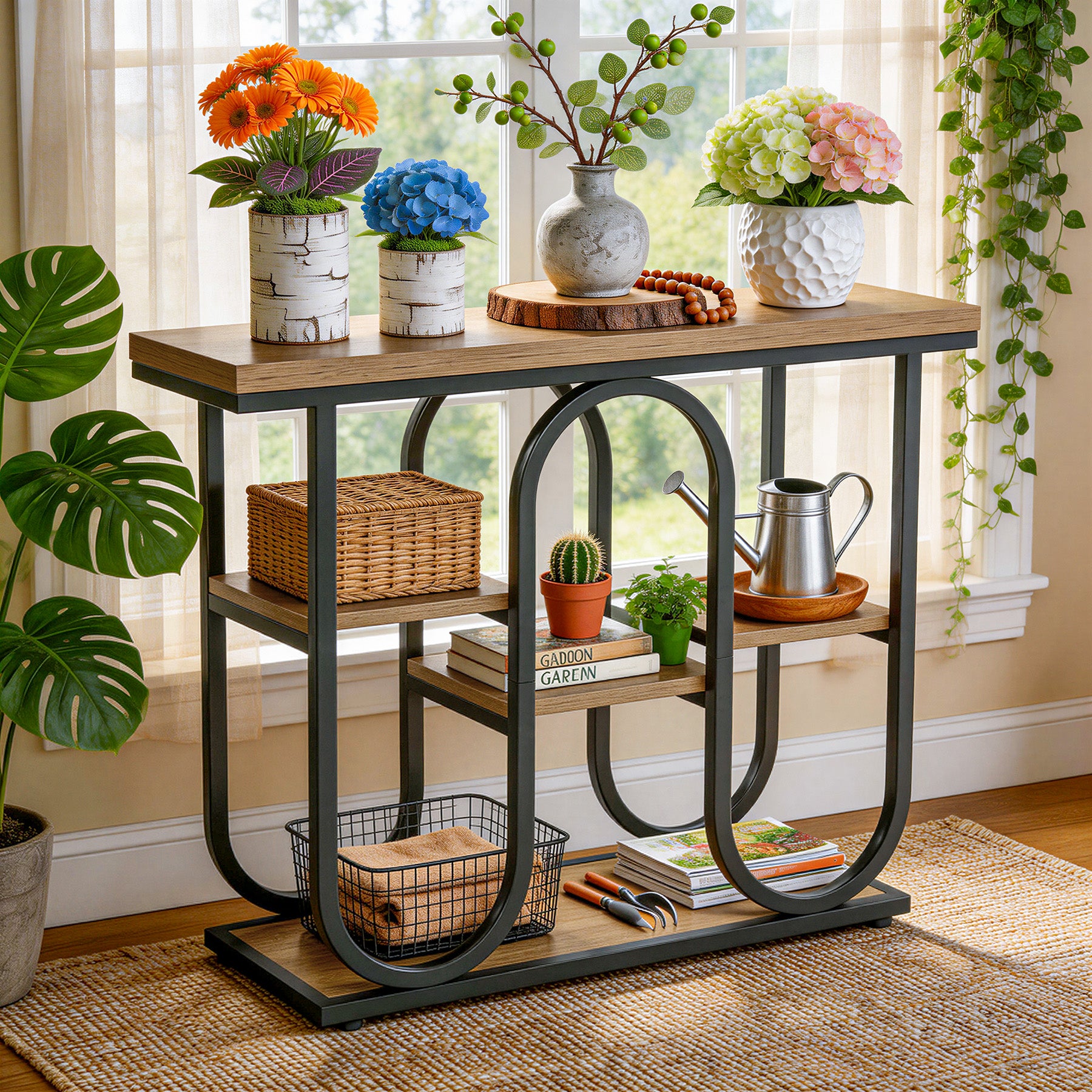 Tribesigns 39.4" Console Table, 4-Tier Industrial Sofa Table for Entryway
