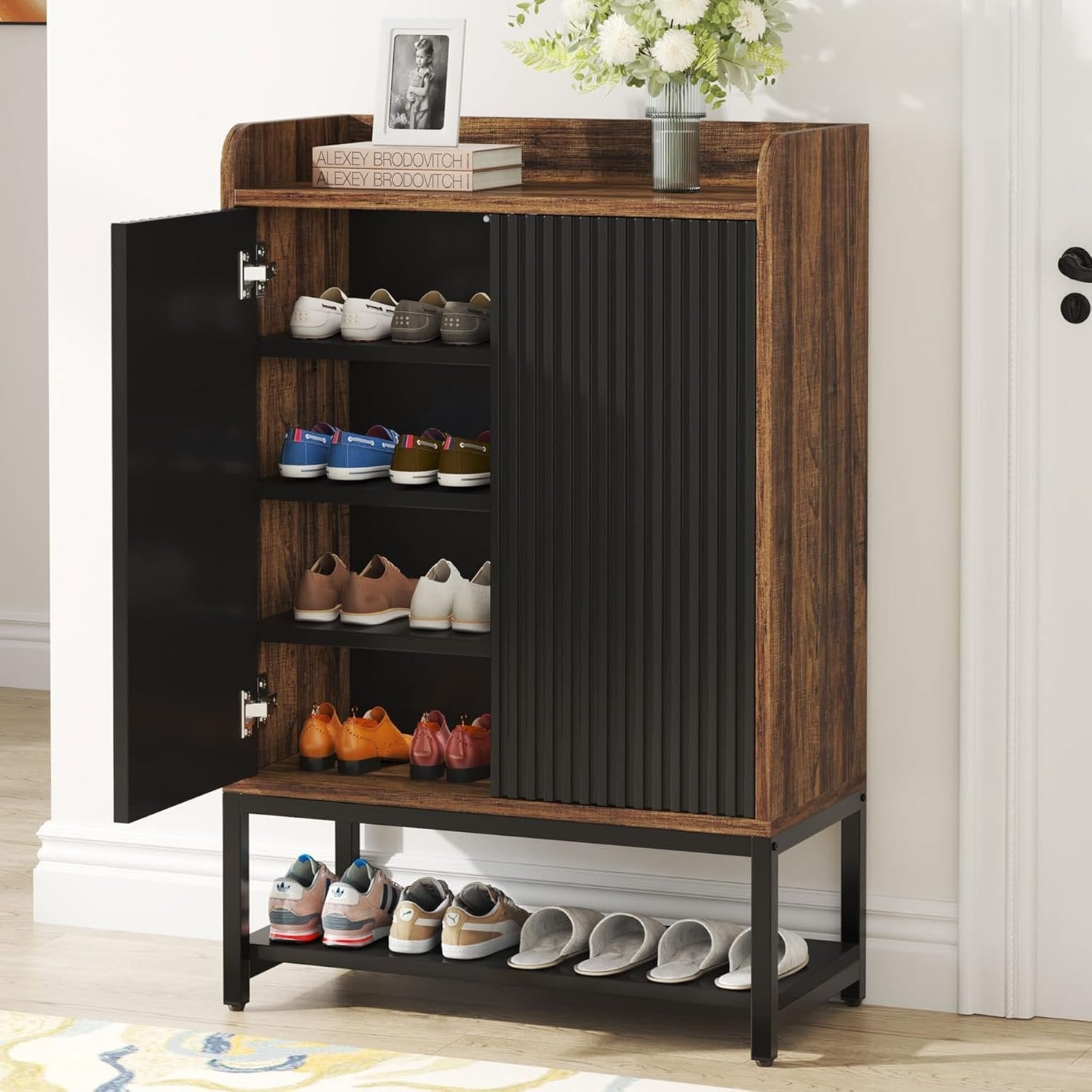 28.74” Shoe Cabinet with Doors, 5-Tier Shoe Storage Organizer for Entryway and Hallway