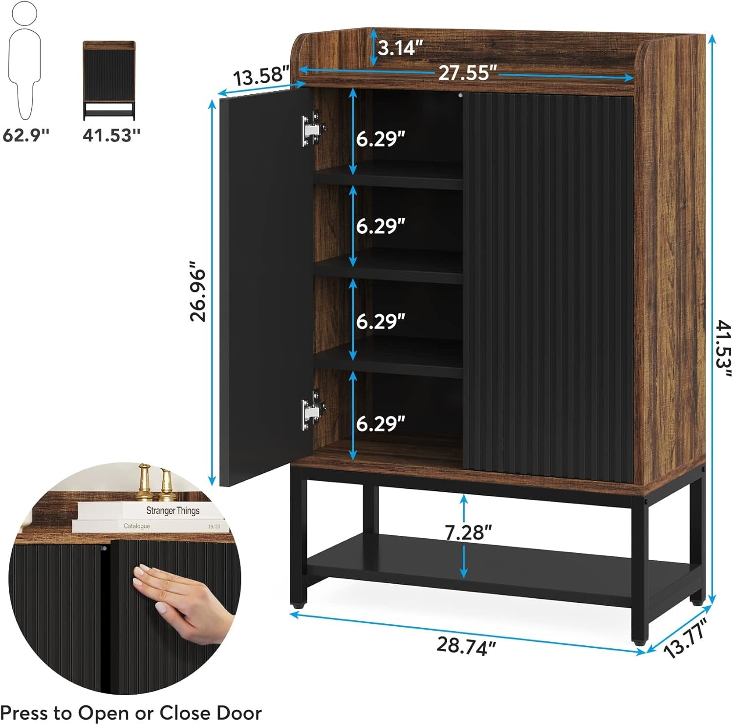 28.74” Shoe Cabinet with Doors, 5-Tier Shoe Storage Organizer for Entryway and Hallway
