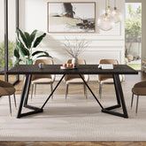 70.86-Inch Modern Dining Table for Family, Elegant Black Rectangular Table with Sturdy Metal Frame 3