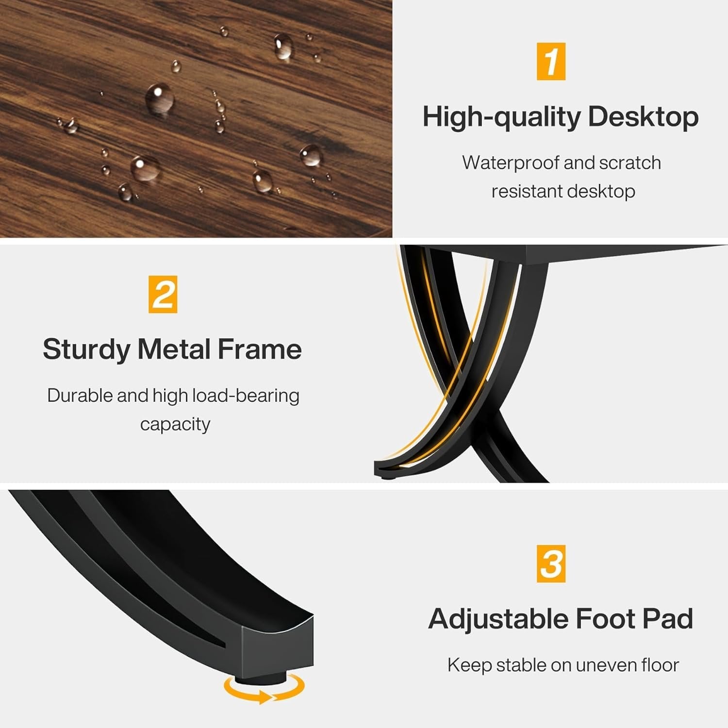 6.5FT Conference Table for 6-8 People, 78-Inch Rectangular Table with Metal Frame