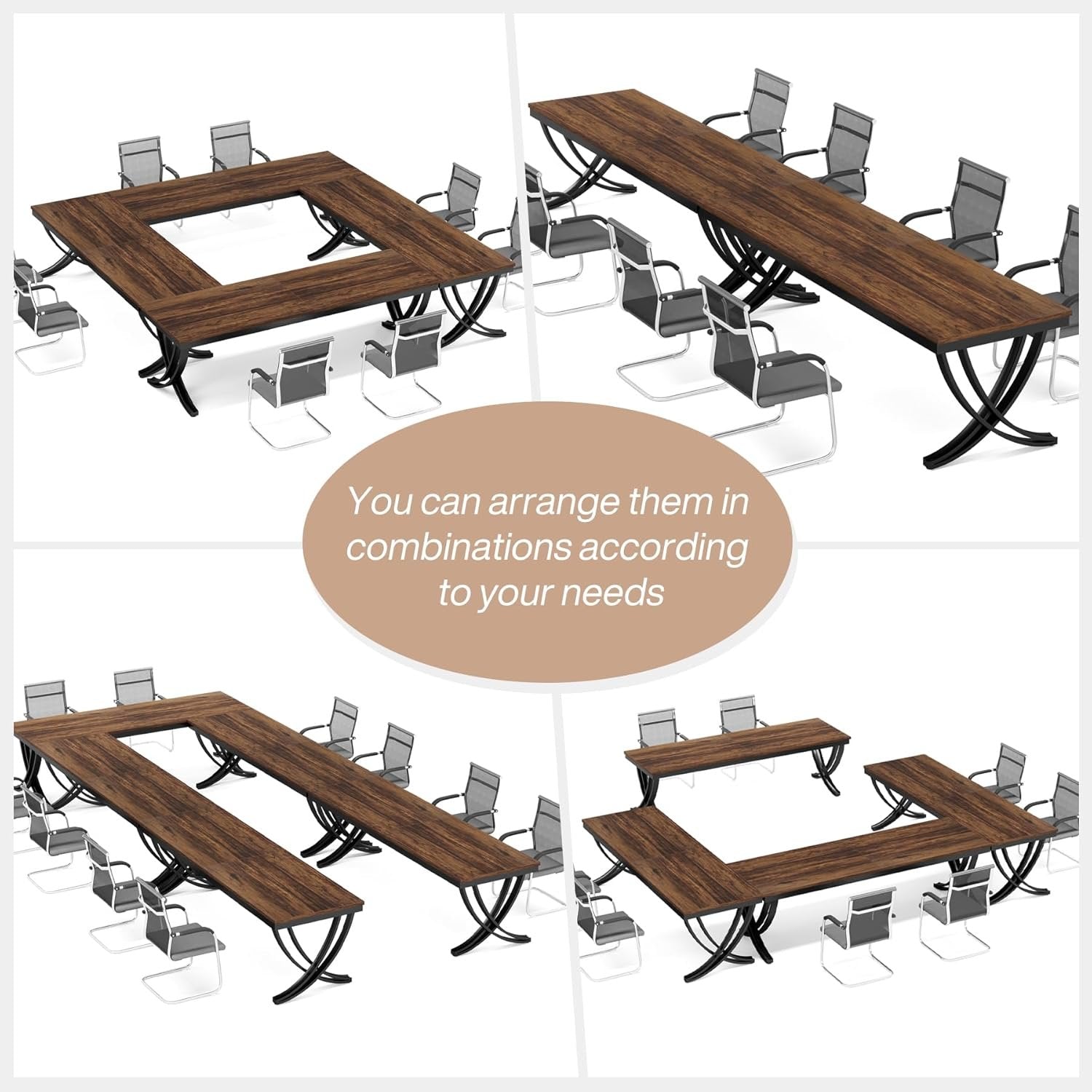 6.5FT Conference Table for 6-8 People, 78-Inch Rectangular Table with Metal Frame