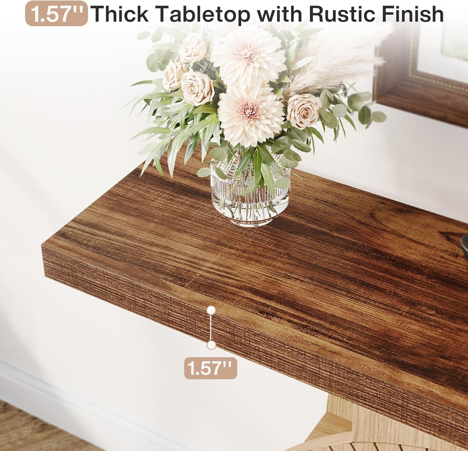 Tribesigns Console Table with Storage Shelves, Entryway Sofa Table with Circular Base