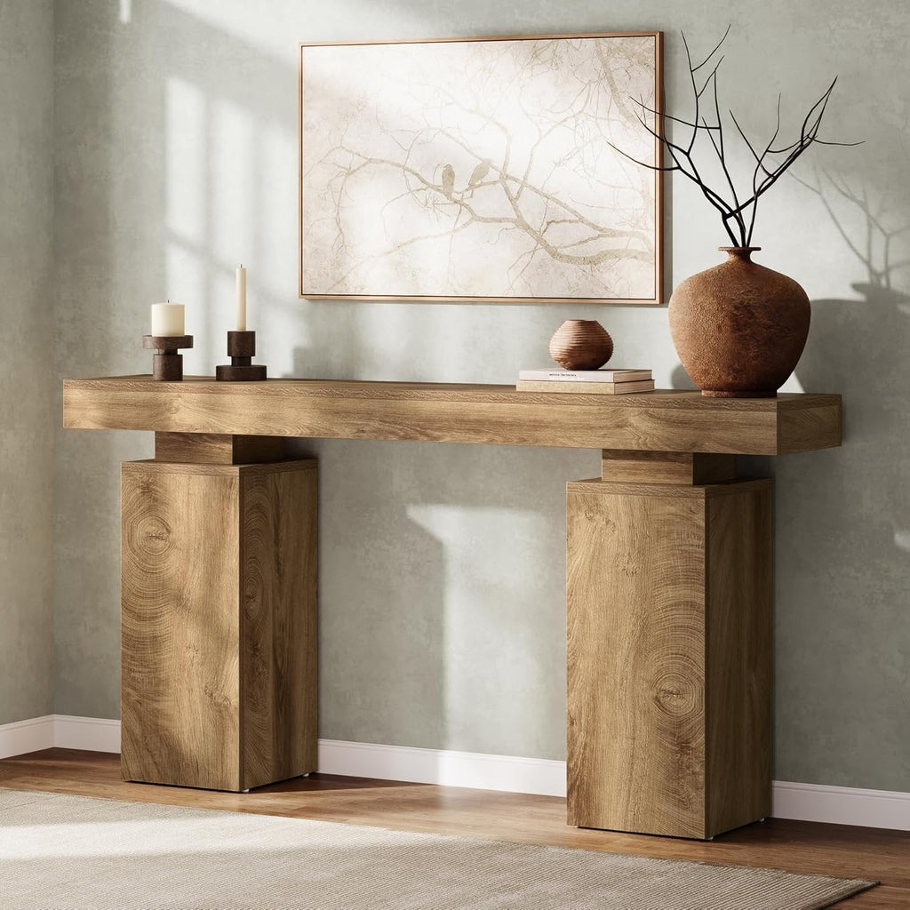 63 Inch Long Console Table Entryway Farmhouse Wooden Sofa Table Living Room Hallway