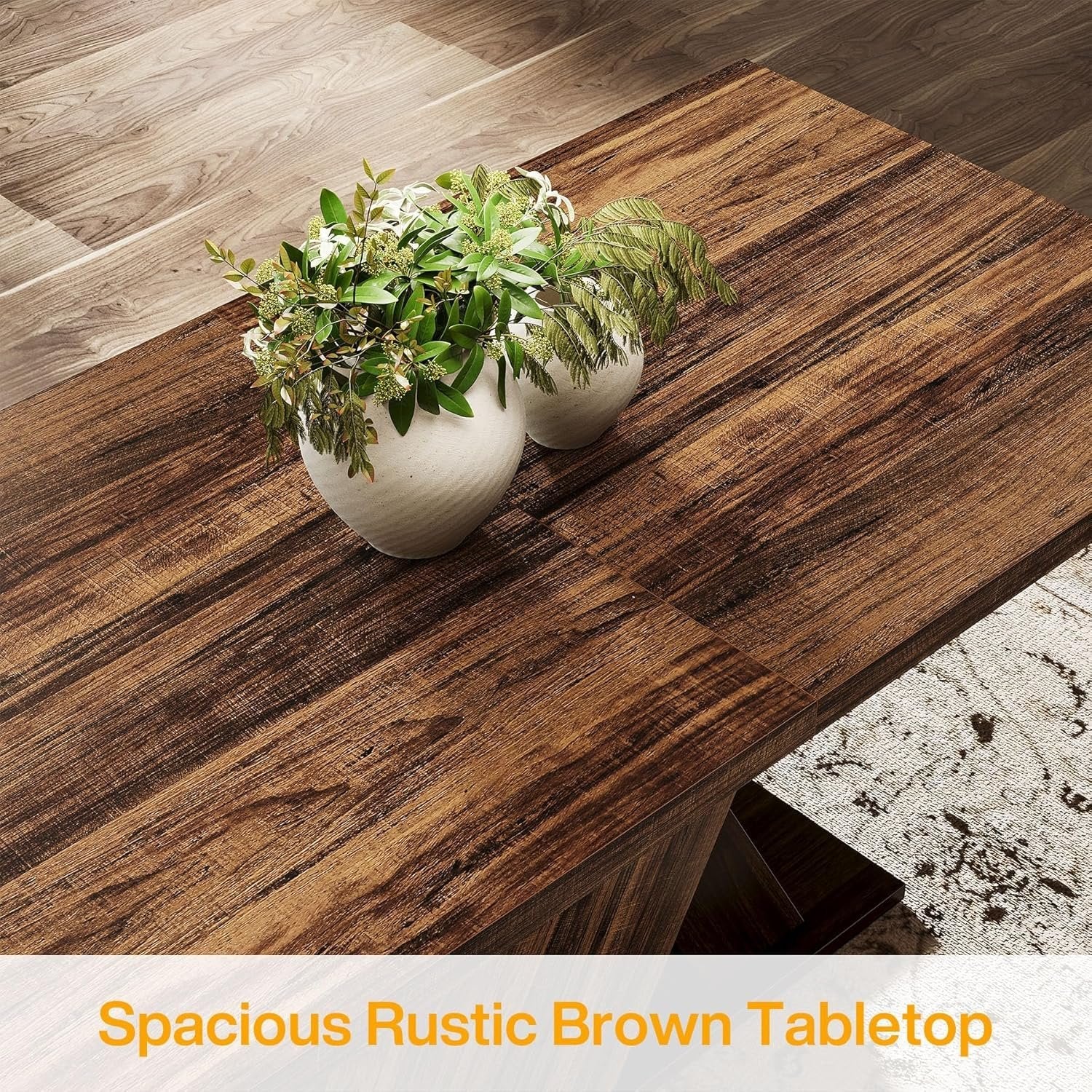 Tribesigns 55" Rustic Farmhouse Dining Table, Space-Saving Wood Table for 4