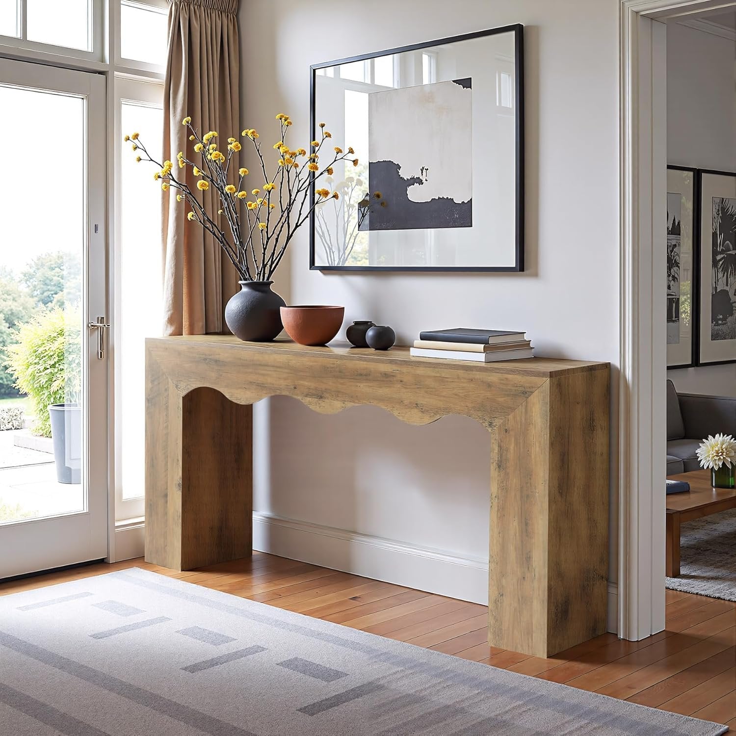 The Homestead Haven | 63" Narrow Farmhouse Console Table with Storage Base