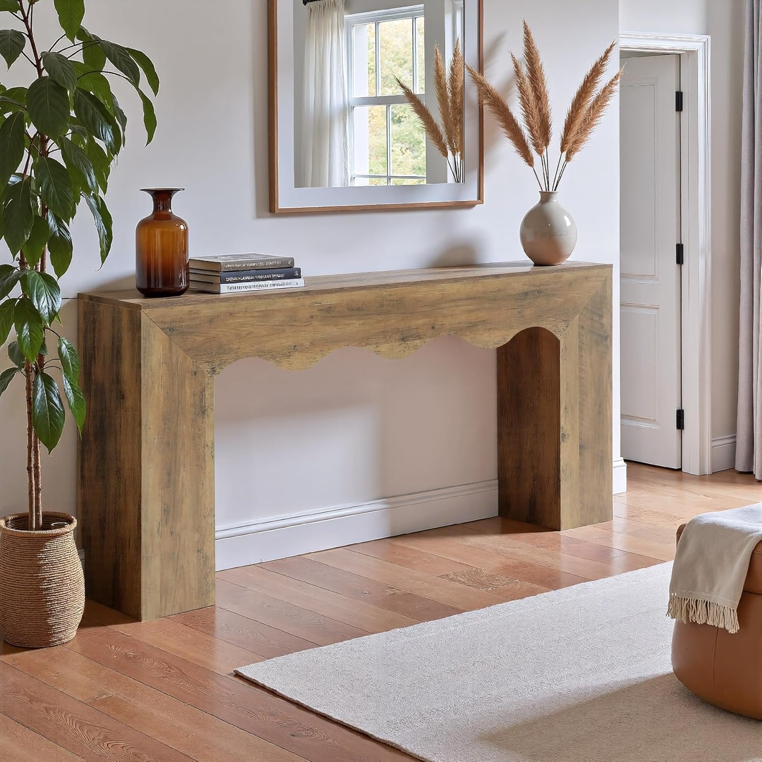 The Homestead Haven | 63" Narrow Farmhouse Console Table with Storage Base