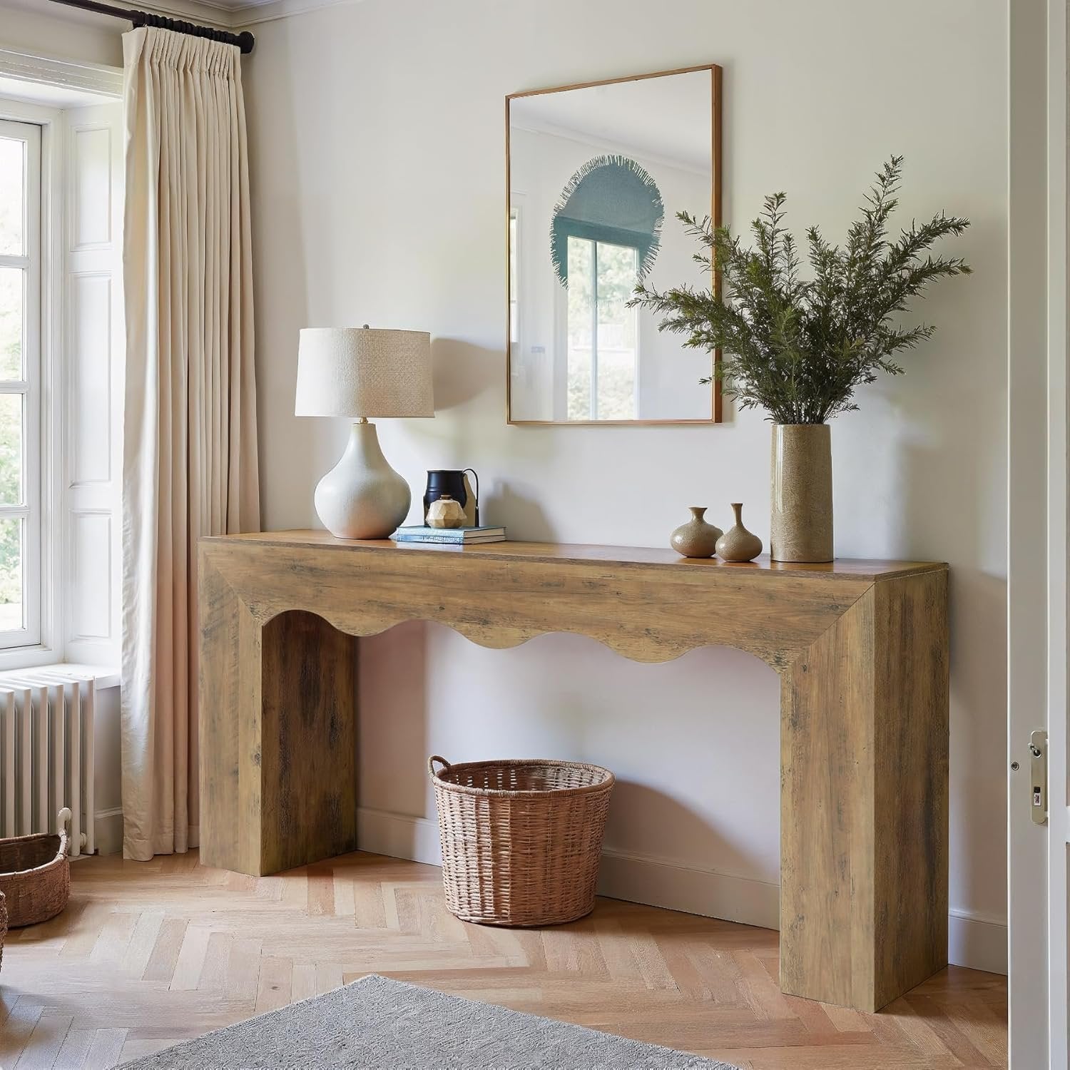 The Homestead Haven | 63" Narrow Farmhouse Console Table with Storage Base