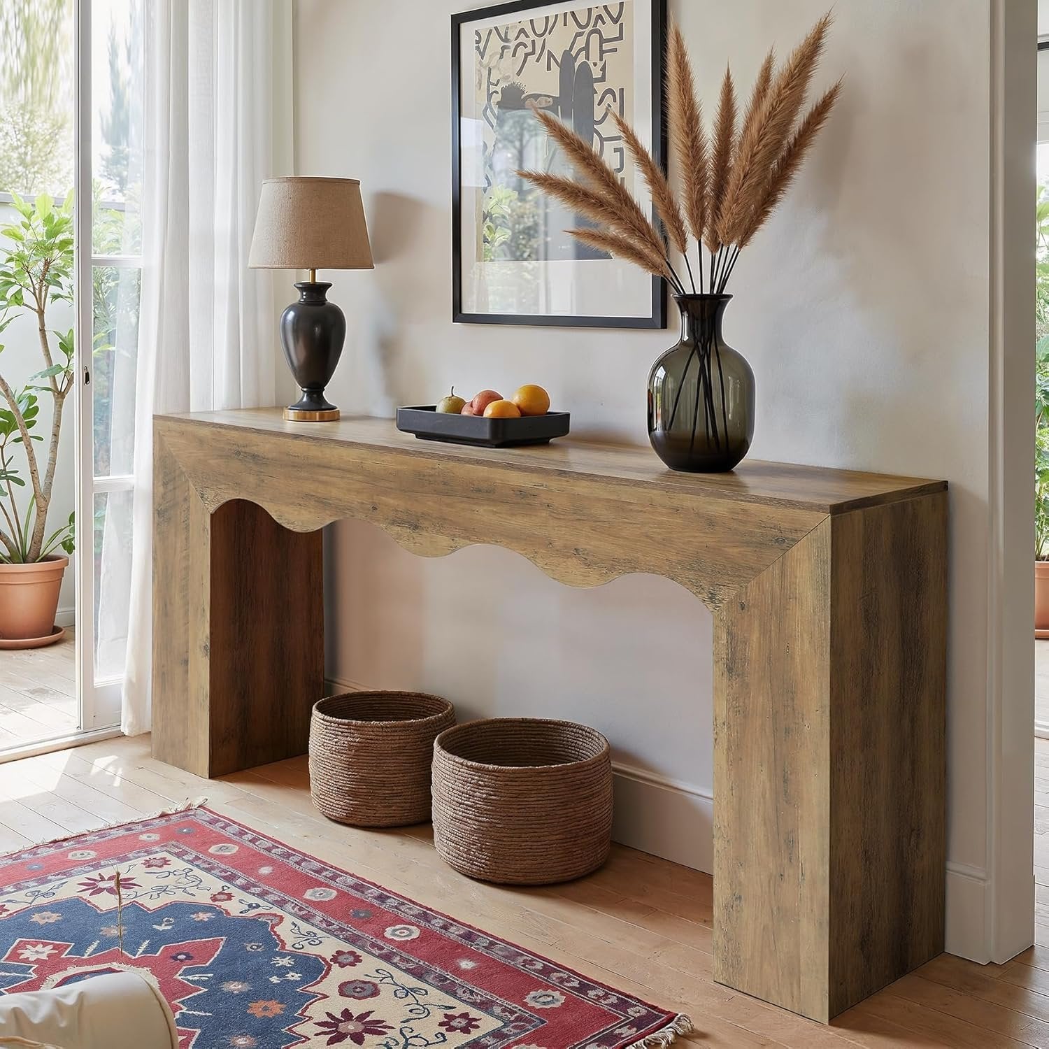 The Homestead Haven | 63" Narrow Farmhouse Console Table with Storage Base