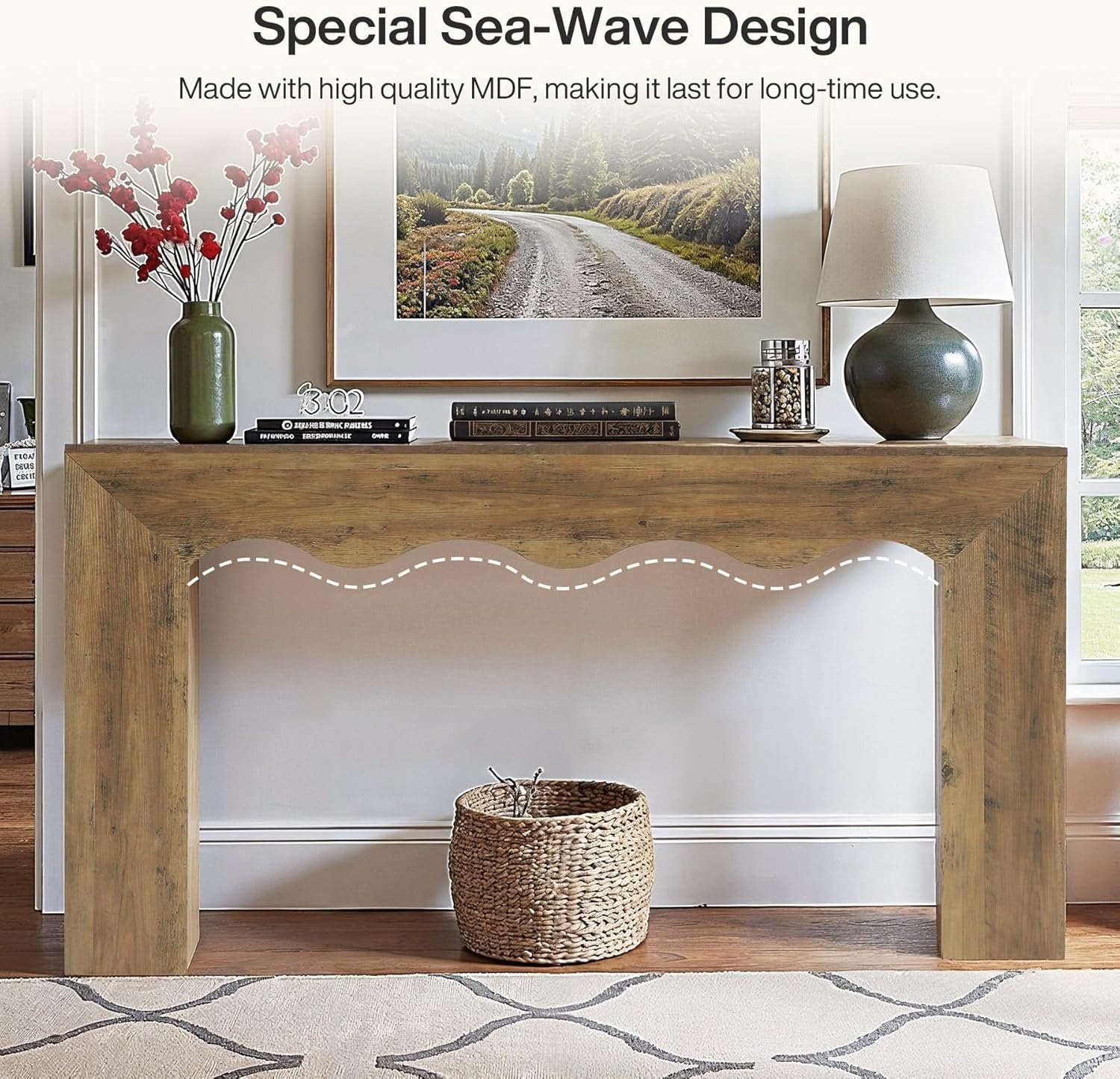 The Homestead Haven | 63" Narrow Farmhouse Console Table with Storage Base
