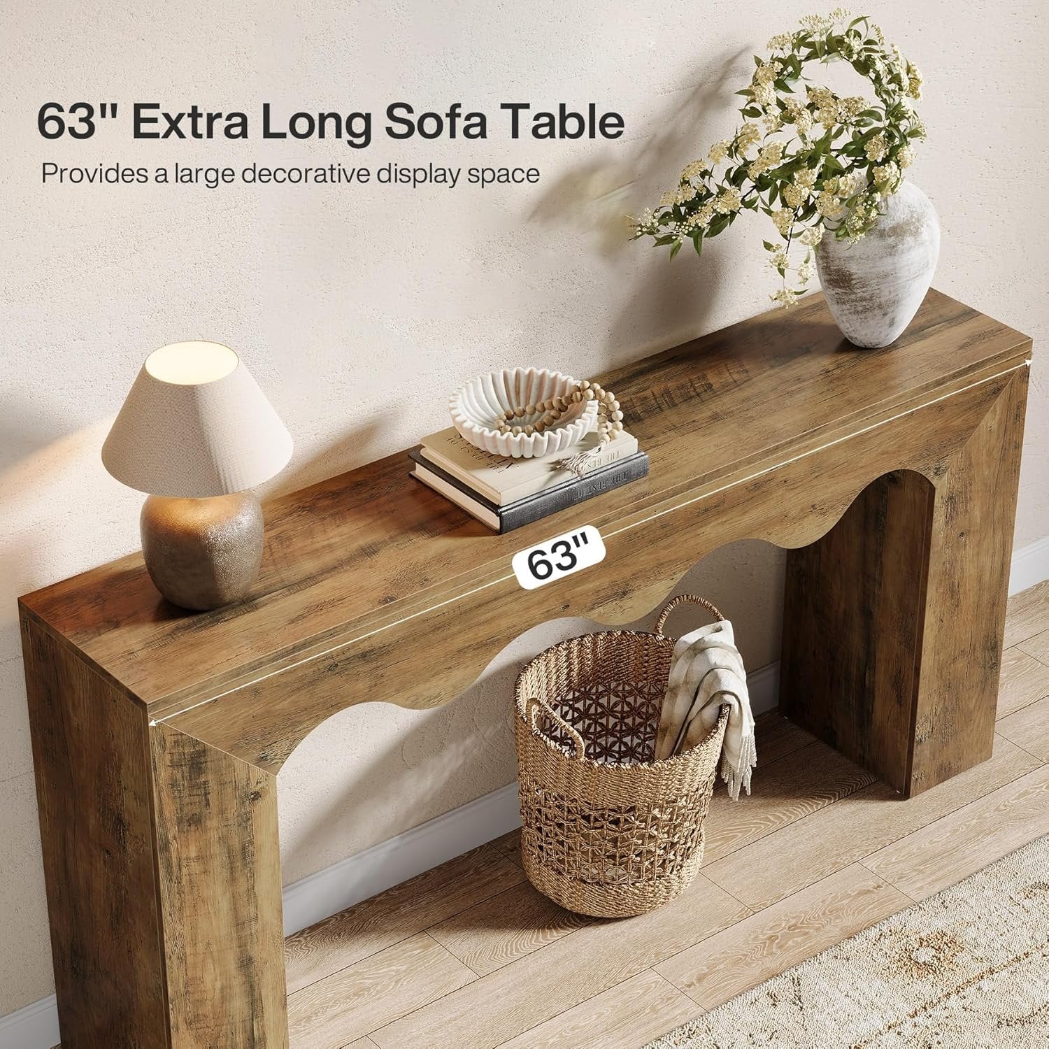 The Homestead Haven | 63" Narrow Farmhouse Console Table with Storage Base
