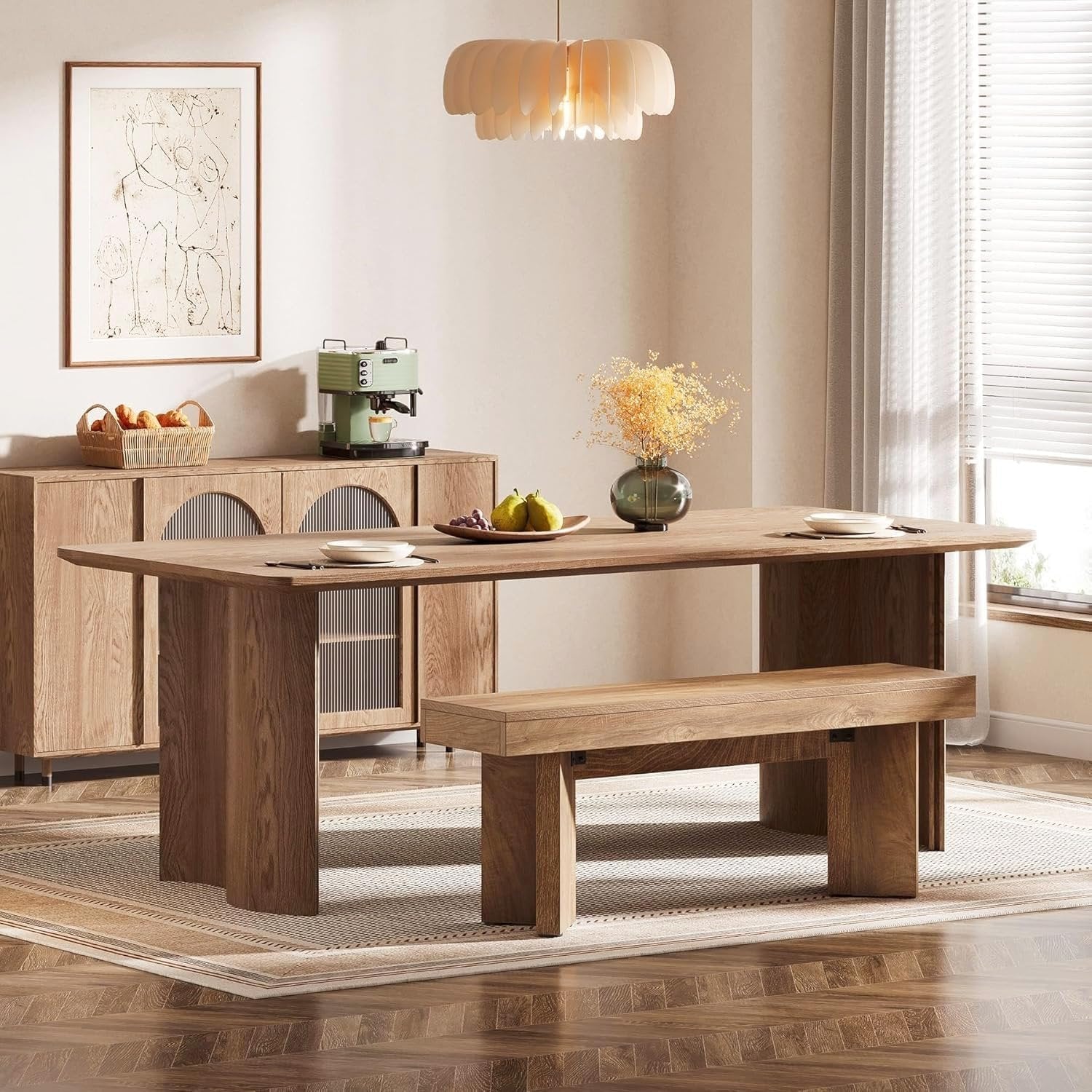 Tribesigns 47-Inch Farmhouse Wooden Bench, Long End of Bed Seating