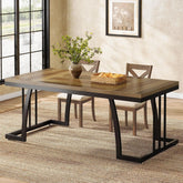 6-Seater Rustic Dining Table, 63" Rectangular Wood Table with Metal Frame for Dining Room 3