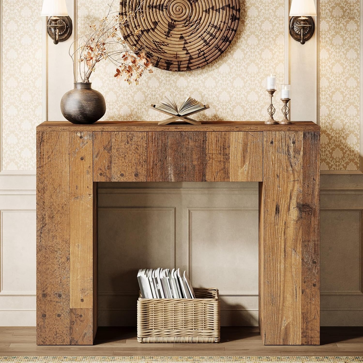 Tribesigns 39'' Farmhouse Console Table, Narrow Sofa Table with Drawer