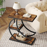 Tribesigns Small Side Table with Storage, Farmhouse Moon Shaped Accent Table 3