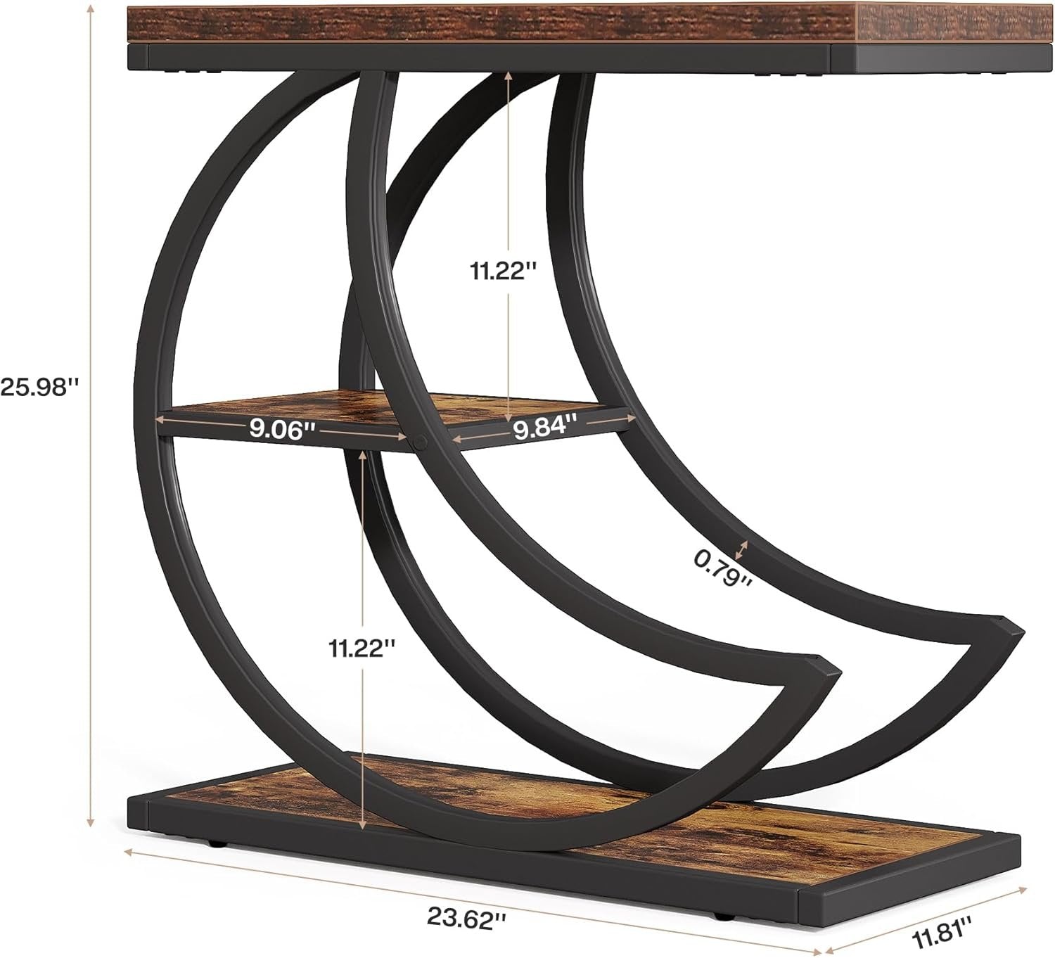 Tribesigns Small Side Table with Storage, Farmhouse Moon Shaped Accent Table