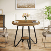 31.5 Inch Round Wooden Conference Table, Compact Office Meeting Table for 2–4 People 3