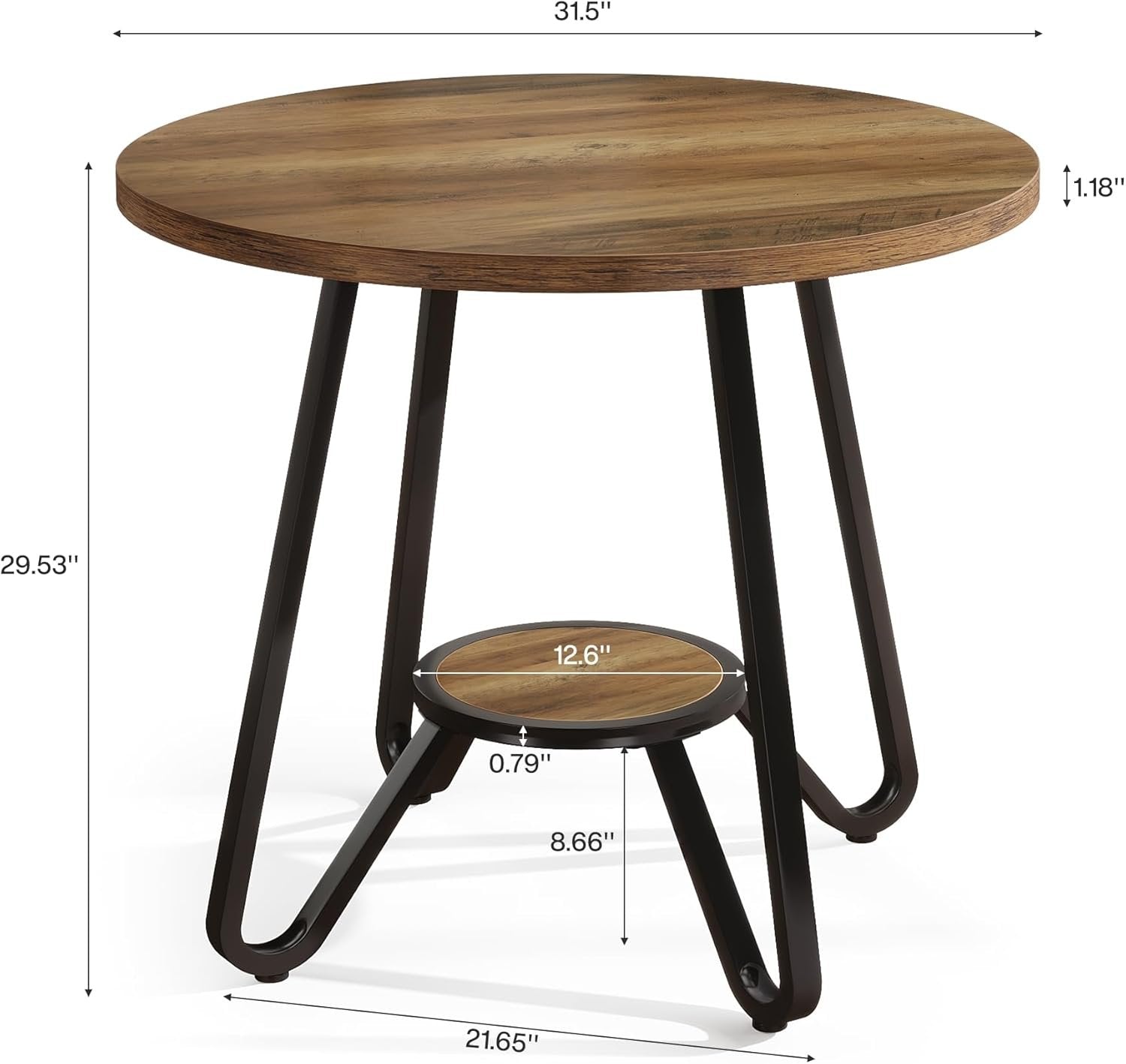 31.5 Inch Round Wooden Conference Table, Compact Office Meeting Table for 2–4 People