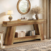 70.87" Console Table, Farmhouse 2 - Tier Sofa Table with Open Storage Shelf Tribesigns 3