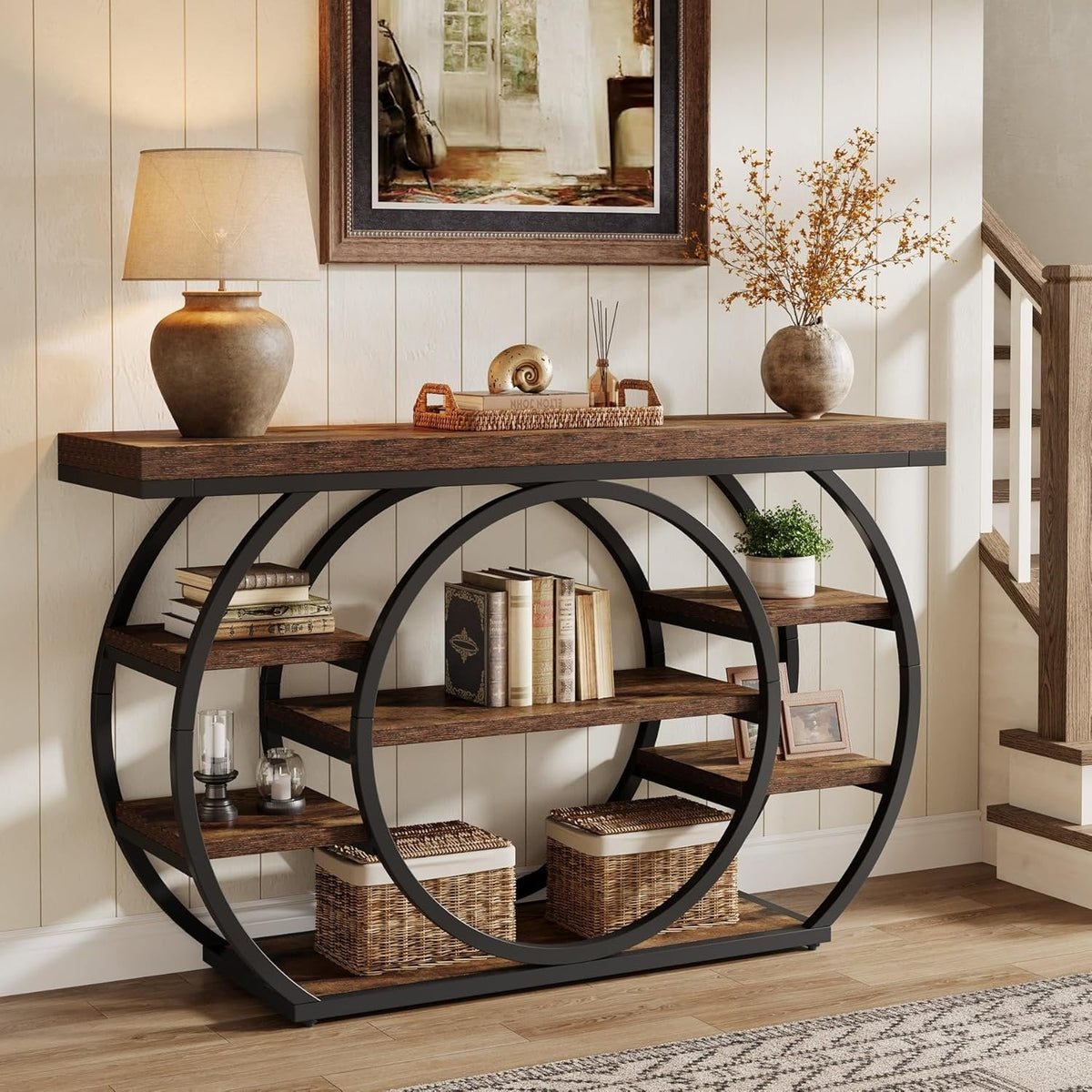 Tribesigns 47" Console Table, 5-Tier Industrial Entryway Table with Me ...