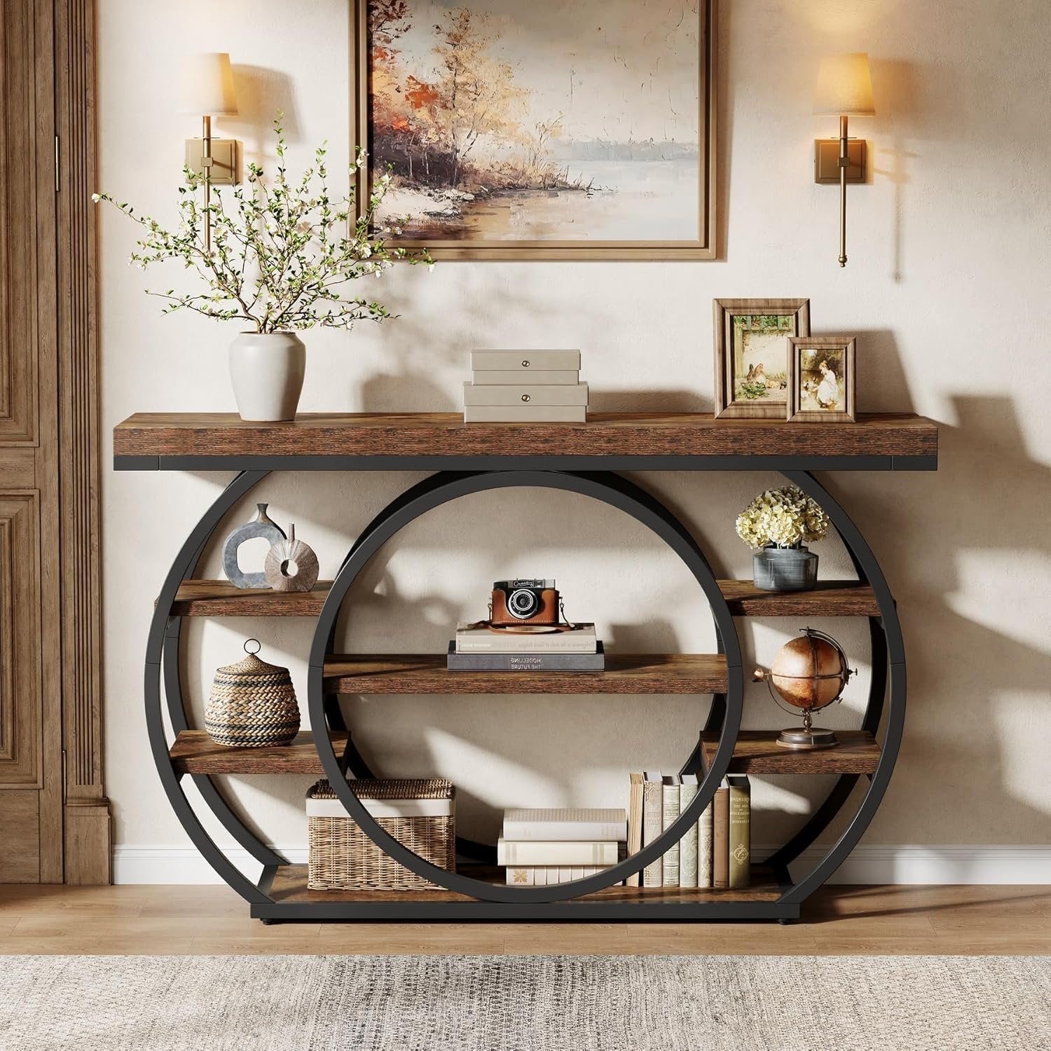 Tribesigns 47" Console Table, 5-Tier Industrial Entryway Table with Metal Frame