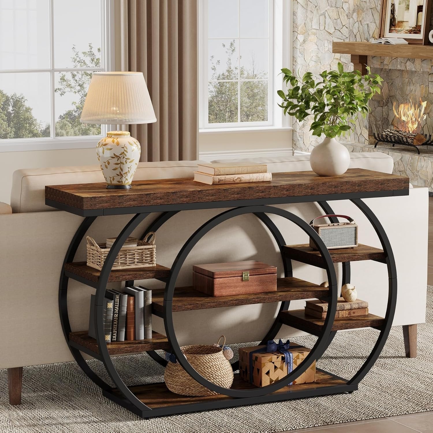 Tribesigns 47" Console Table, 5-Tier Industrial Entryway Table with Metal Frame