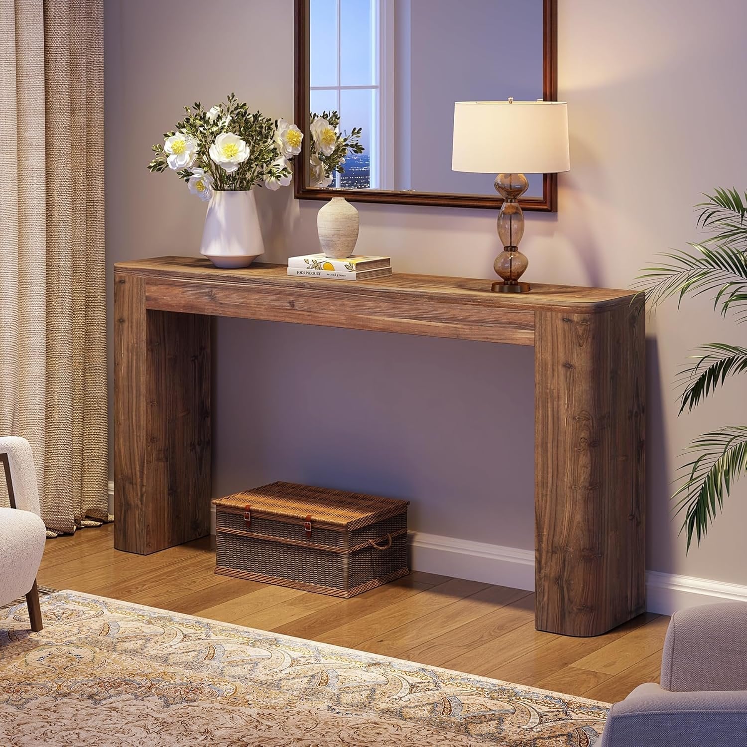 63-Inch Solid Wood Versatile Entryway Console Table