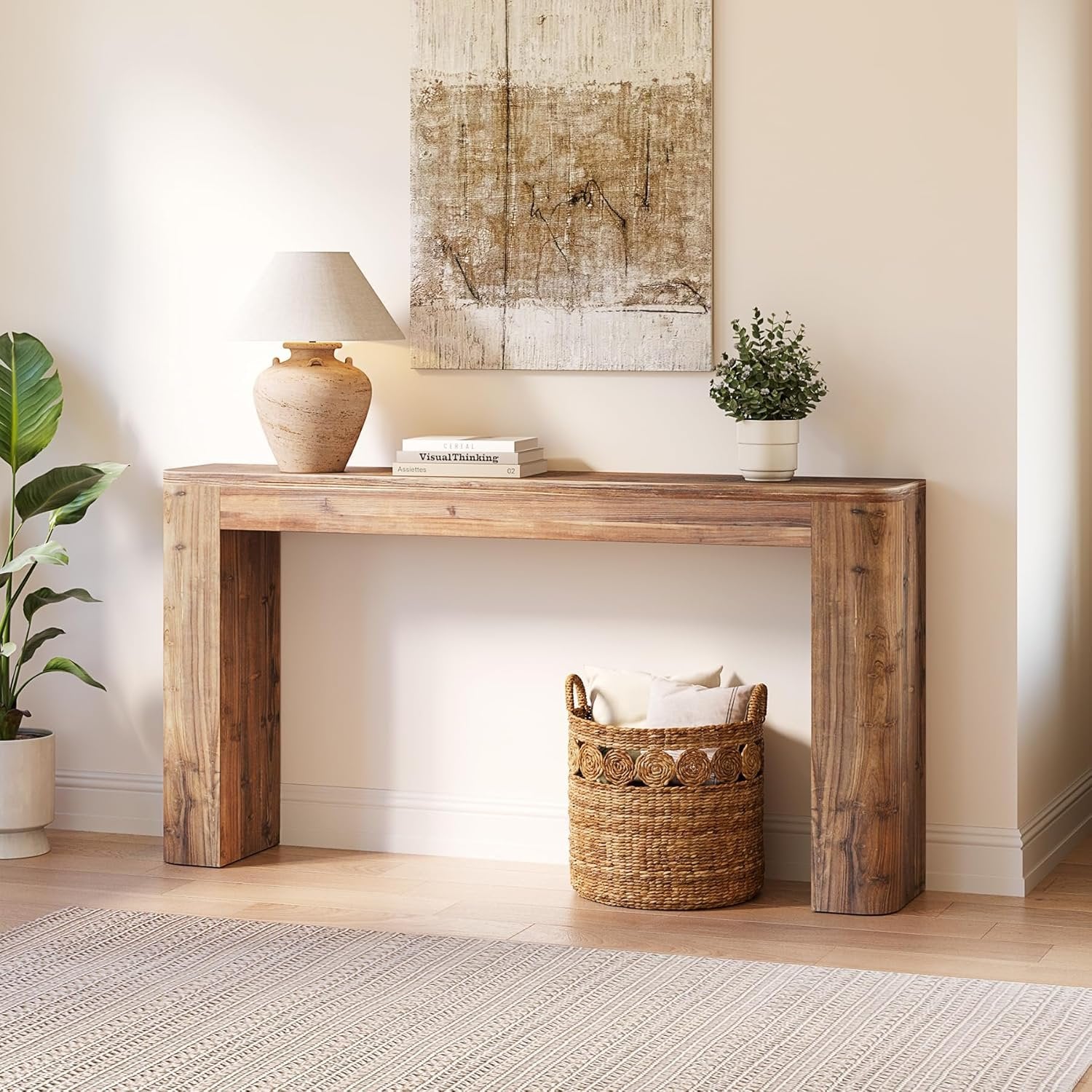 63-Inch Solid Wood Versatile Entryway Console Table