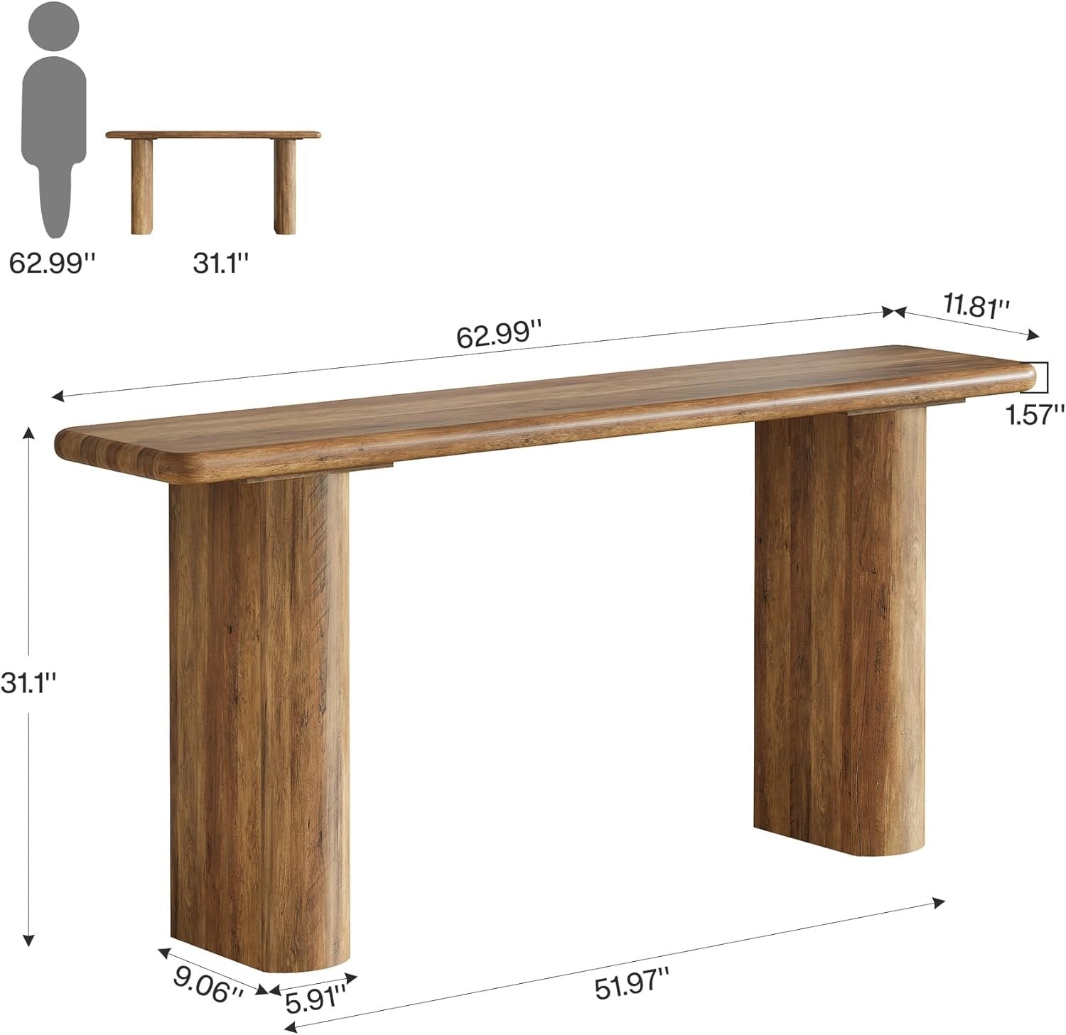 63" Rustic Industrial Console Table, Farmhouse Entryway Accent