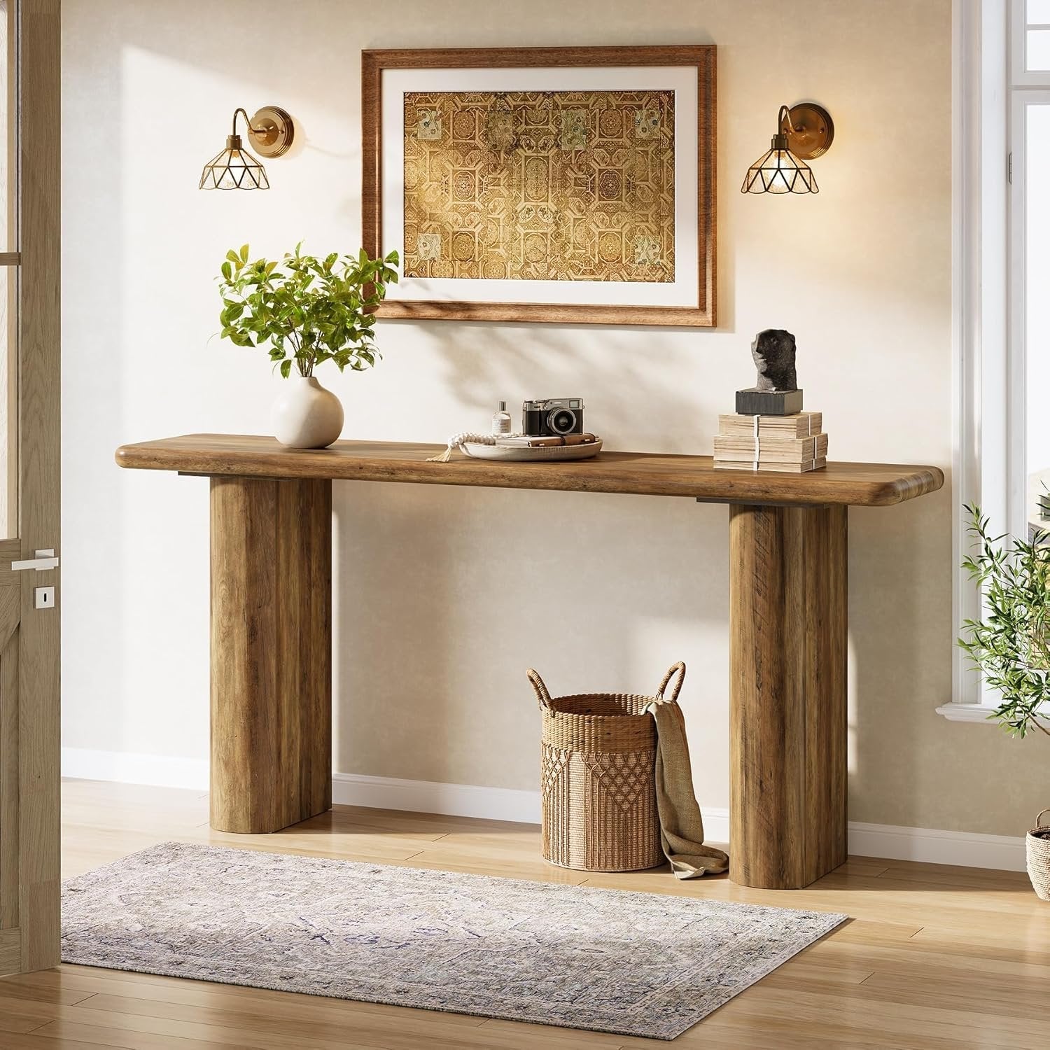 63" Rustic Industrial Console Table, Farmhouse Entryway Accent