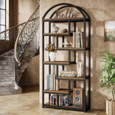 71-Inch Arched Bookshelf, Industrial Open Shelf Organizer for Living Room & Home Office 3