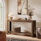 Rustic Haven 63" Two-Tier Farmhouse Console Table - Narrow Entryway Sofa Table for Hallway & Foyer 3