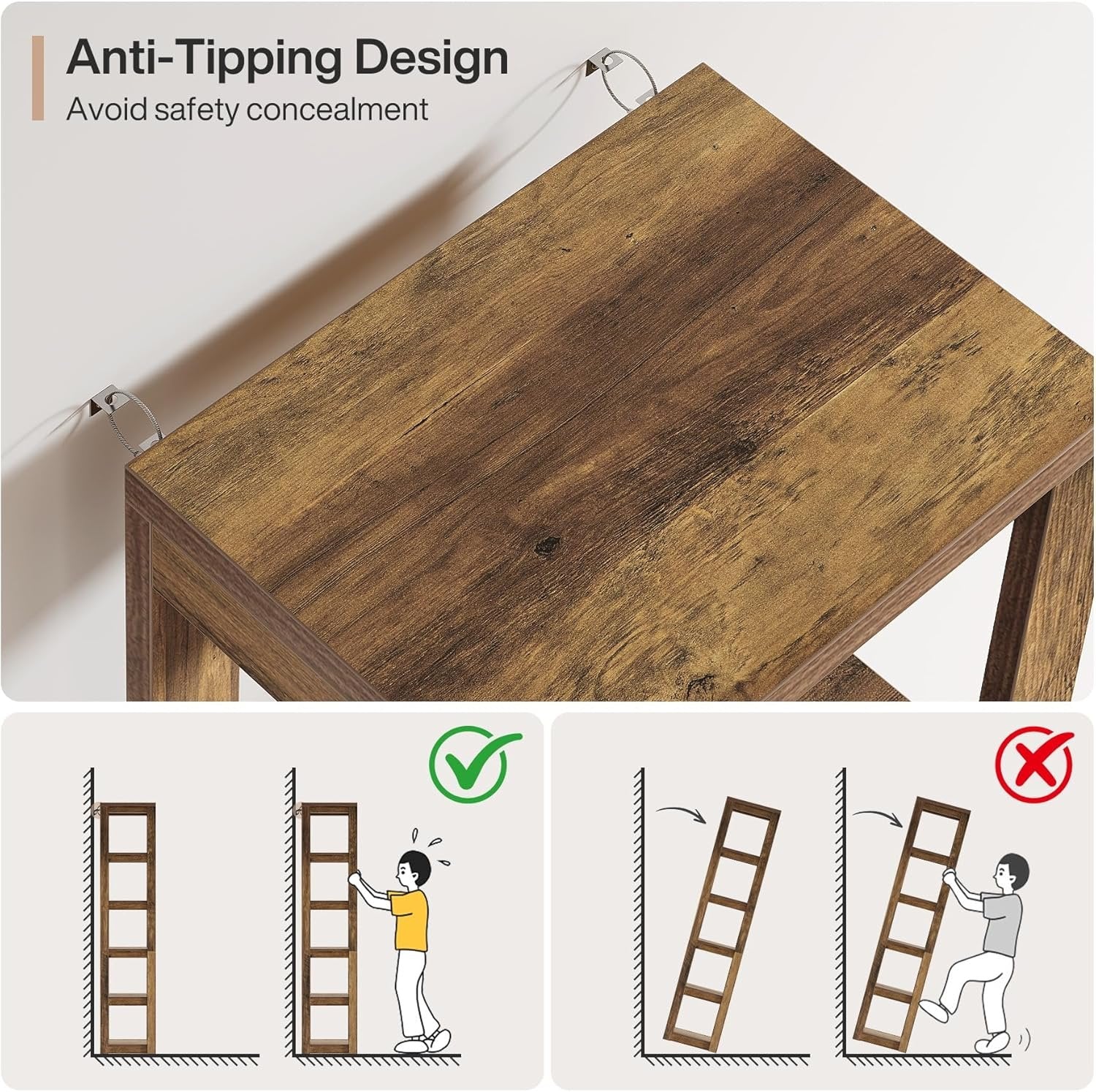 70.86-Inch Tall 6-Tier Bookcase, Freestanding Narrow Storage Shelf for Home Office