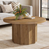31.5" Mid-Century Round Coffee Table, Farmhouse Accent Table with Fluted Base for Small Spaces 3