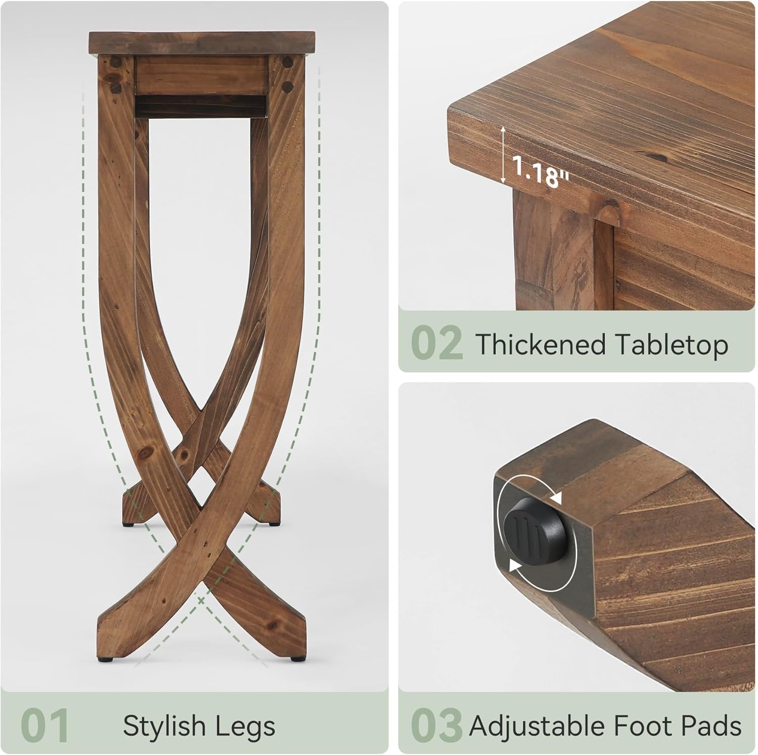 63" Solid Wood Console Table, Farmhouse Brown Entryway Sofa Table