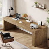 78" Extra Long Desk, Two Person Home Office Desk in Natural 3