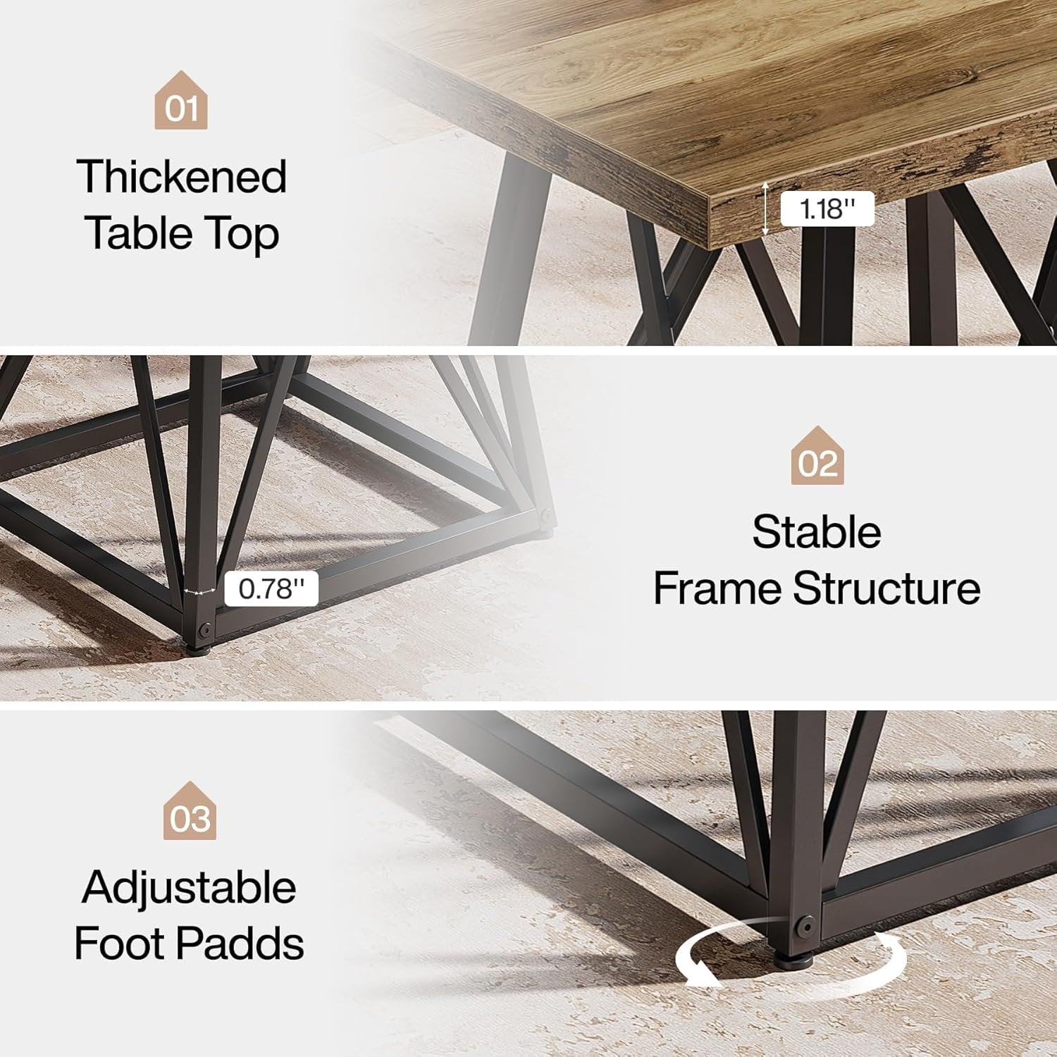 35.43" Square Table for Small Spaces, Industrial Kitchen & Dining Table with Stylish Black Frame