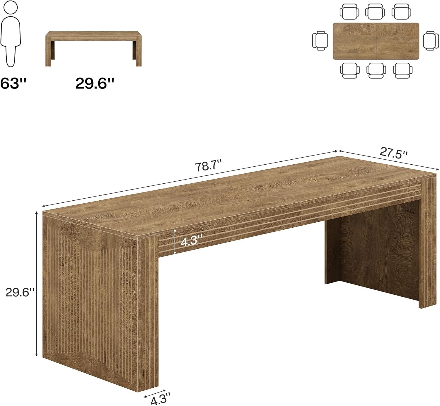 78" Large Conference Table, Modern Boardroom Desk for Office Meeting