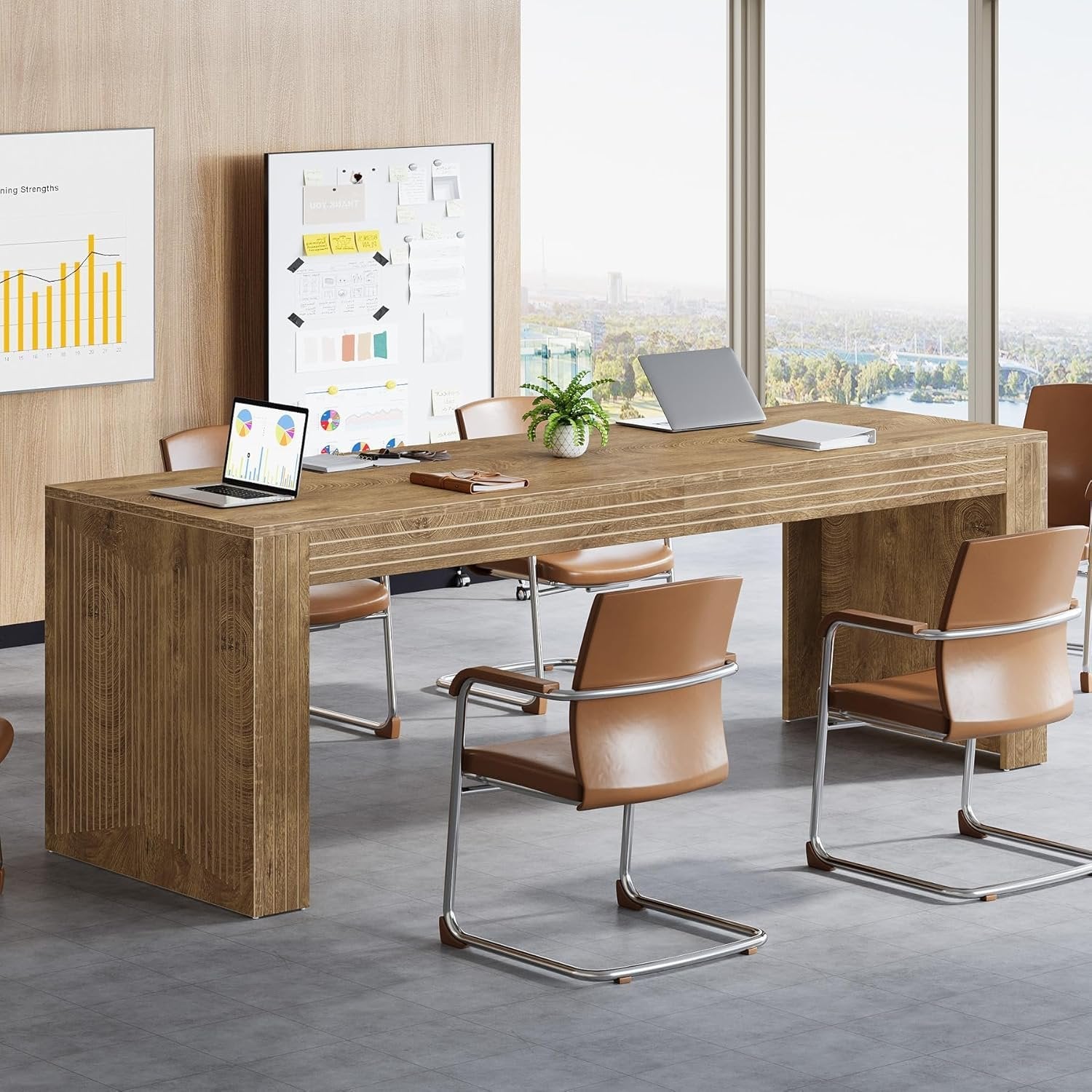 78" Large Conference Table, Modern Boardroom Desk for Office Meeting