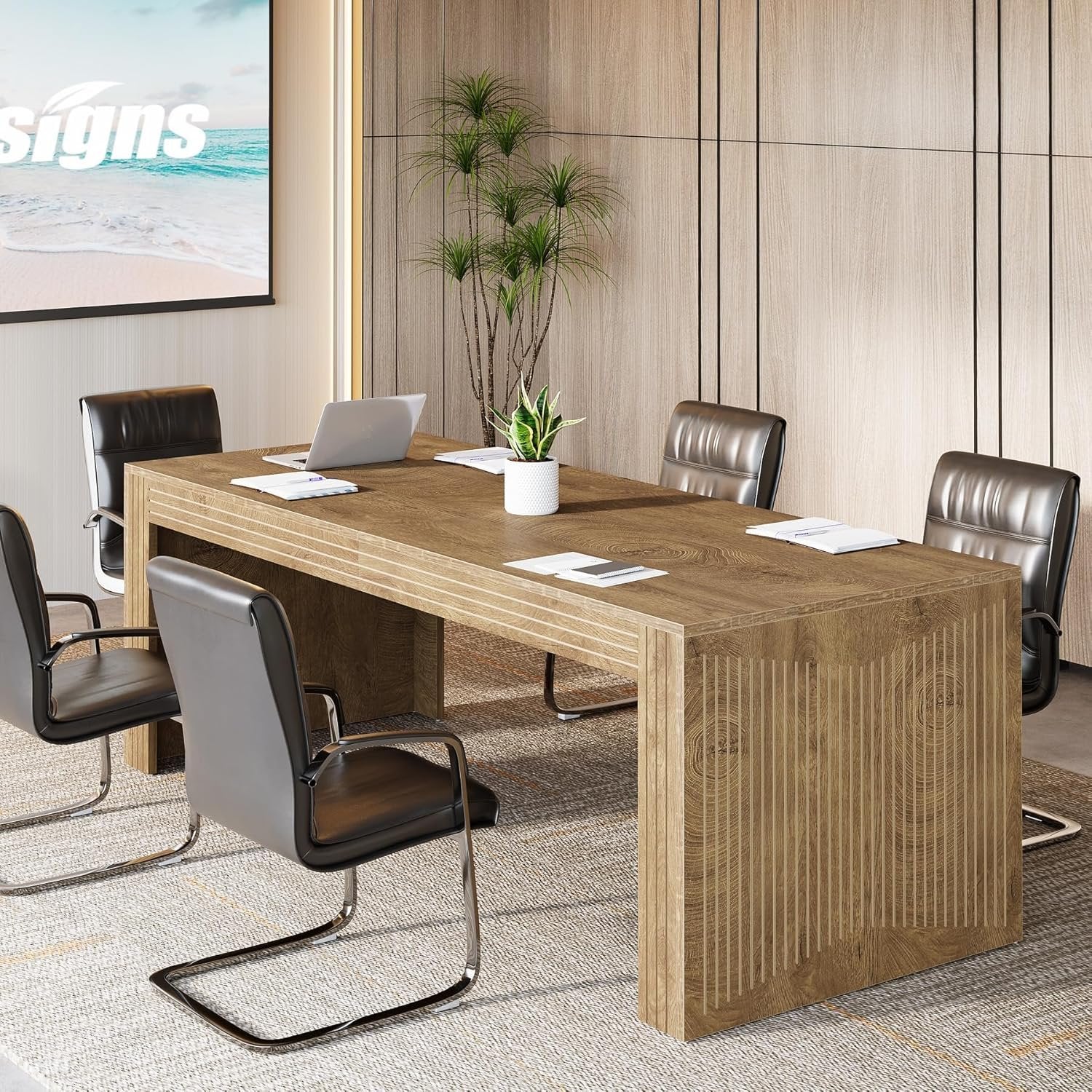 78" Large Conference Table, Modern Boardroom Desk for Office Meeting