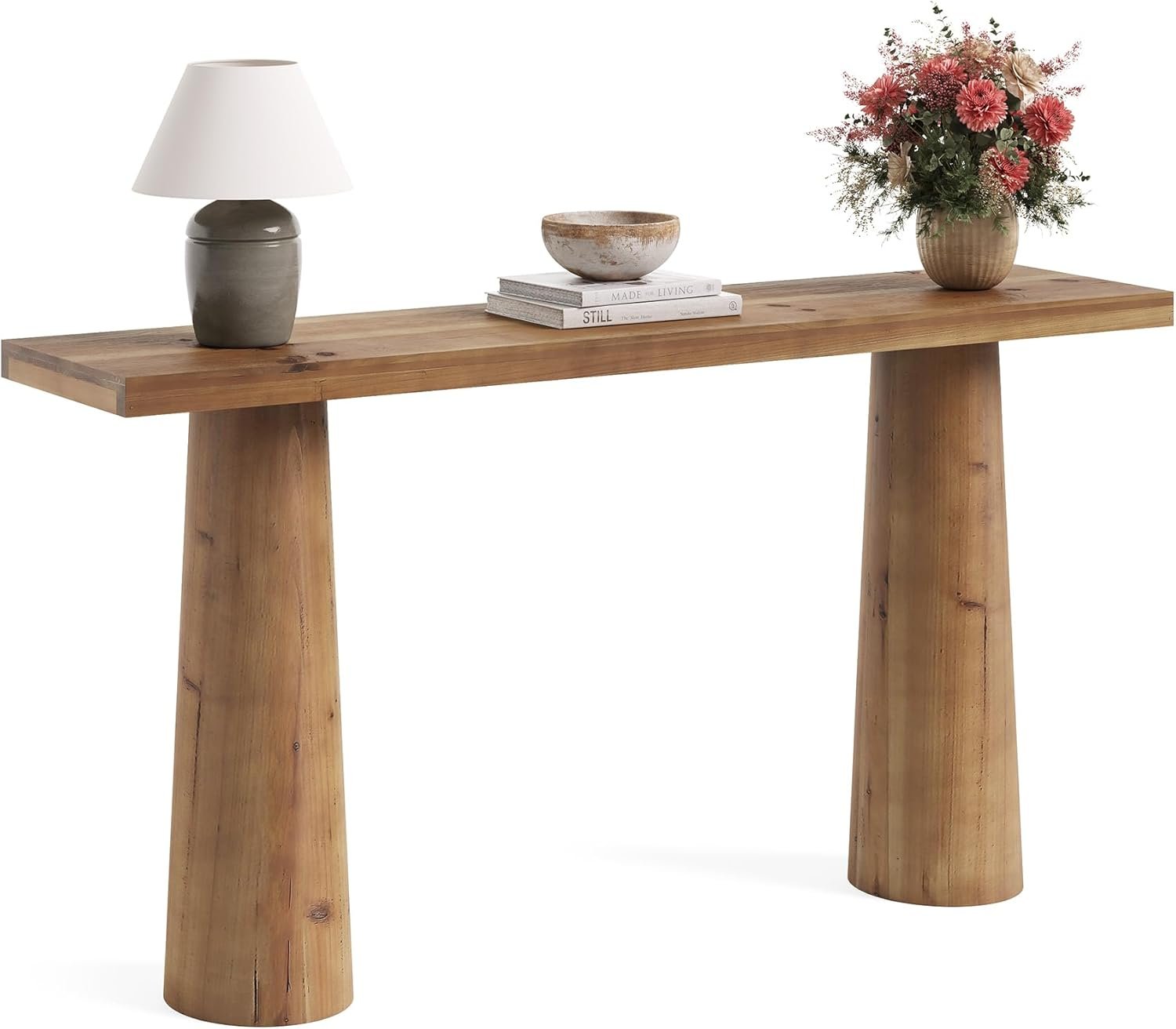 63-Inch Farmhouse Console Table, Solid Wood Hallway Entry Table for Living Room